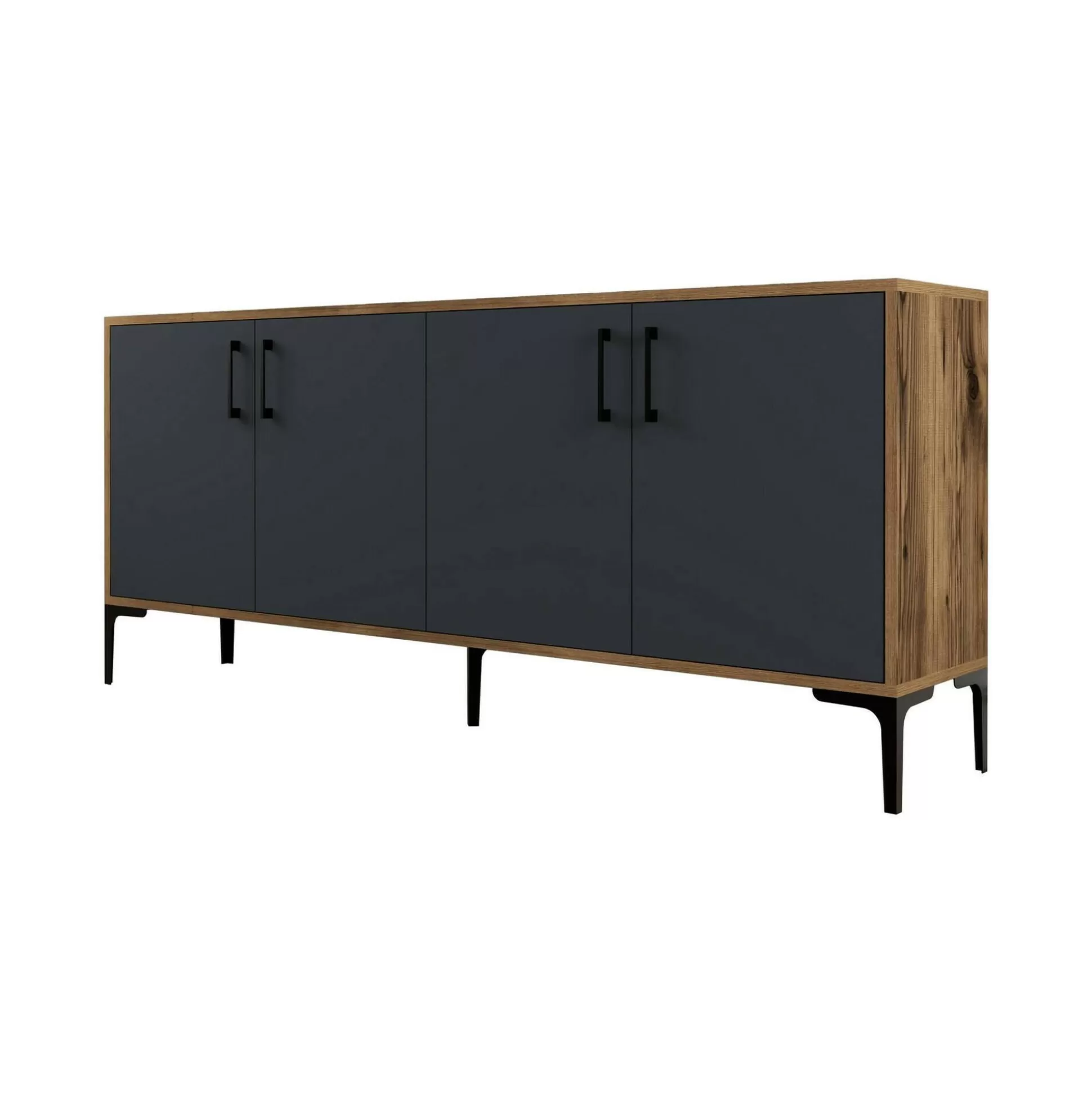Dmora Credenze<Credenza Agape, 180x35h78 cm, Noce e Antracite