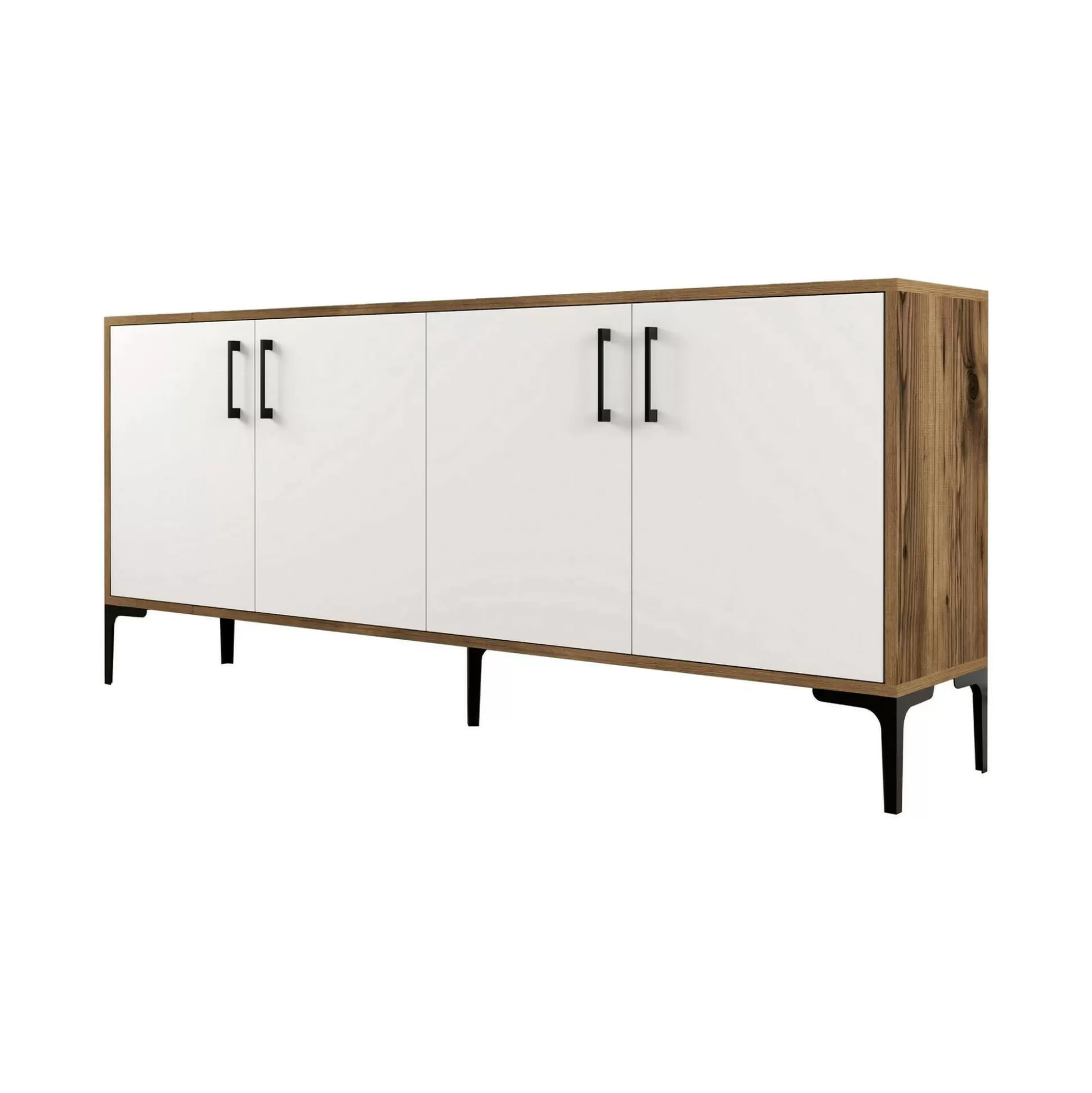 Dmora Credenze<Credenza Agape, 180x35h78 cm, Noce e Bianco