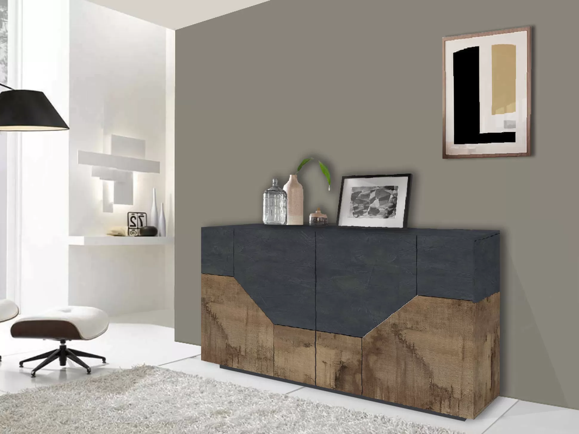Dmora Credenze<Credenza Agis, cm 159x43h86, Ardesia e Acero
