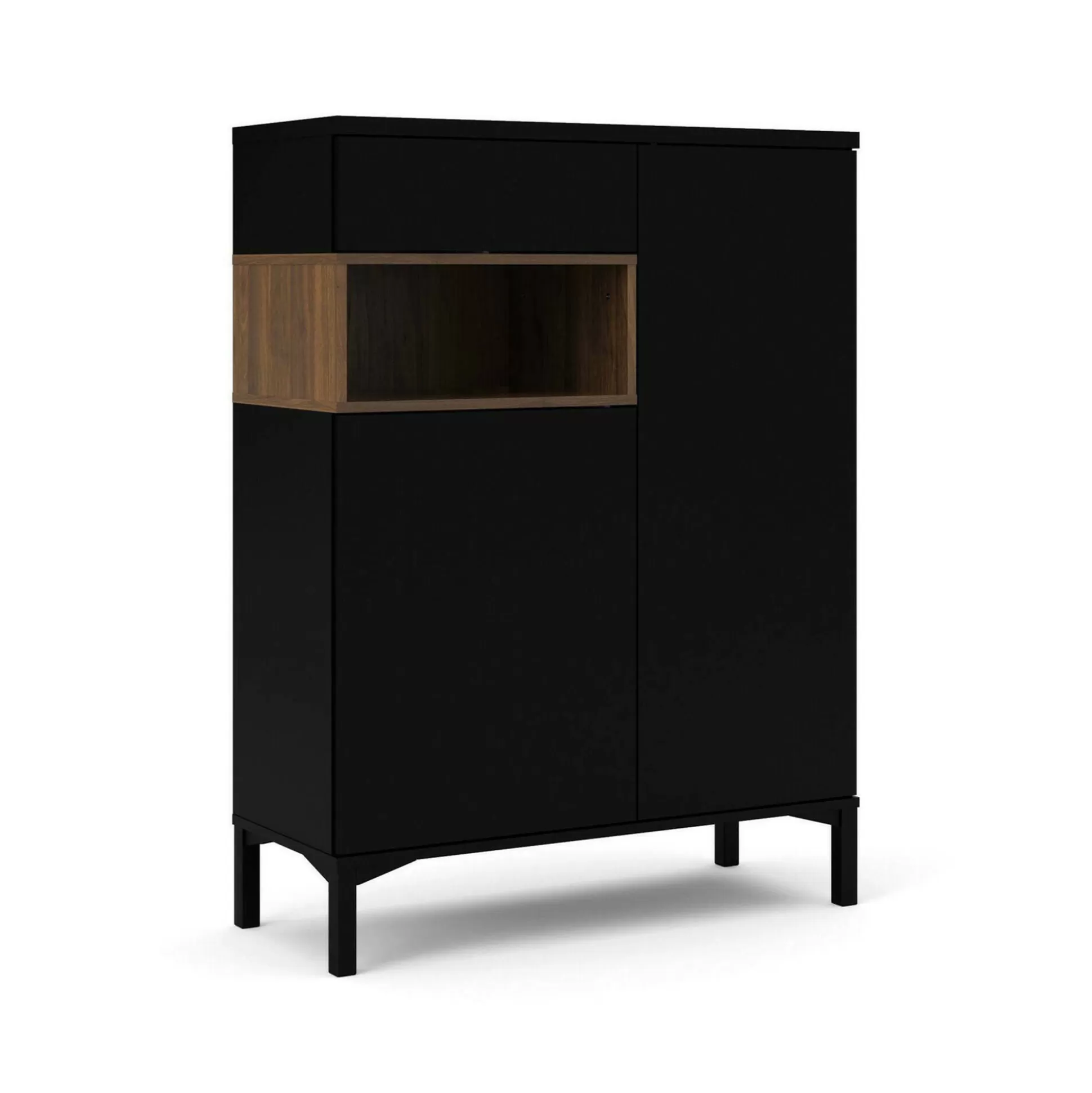 Dmora Credenze<Credenza Alfra, 89x36 h119 cm, Nero e Noce