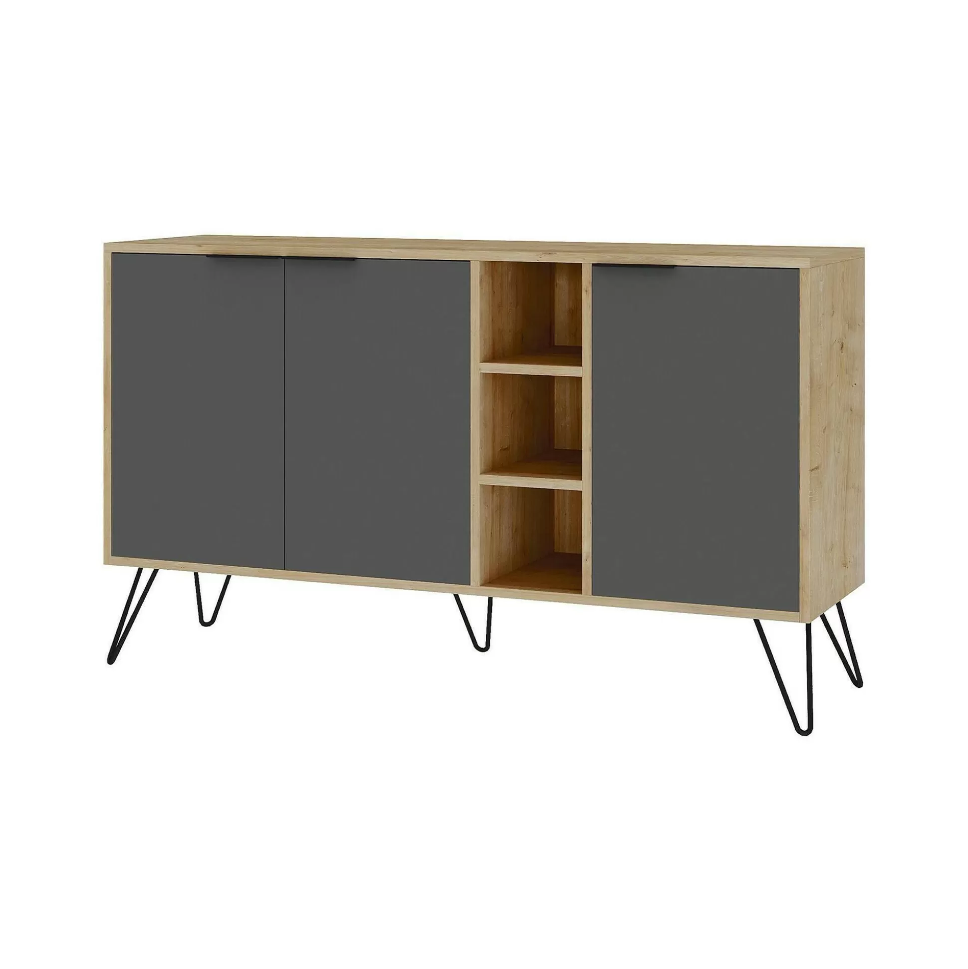 Dmora Credenze<Credenza Alin, 142x36h83 cm, Quercia e Antracite