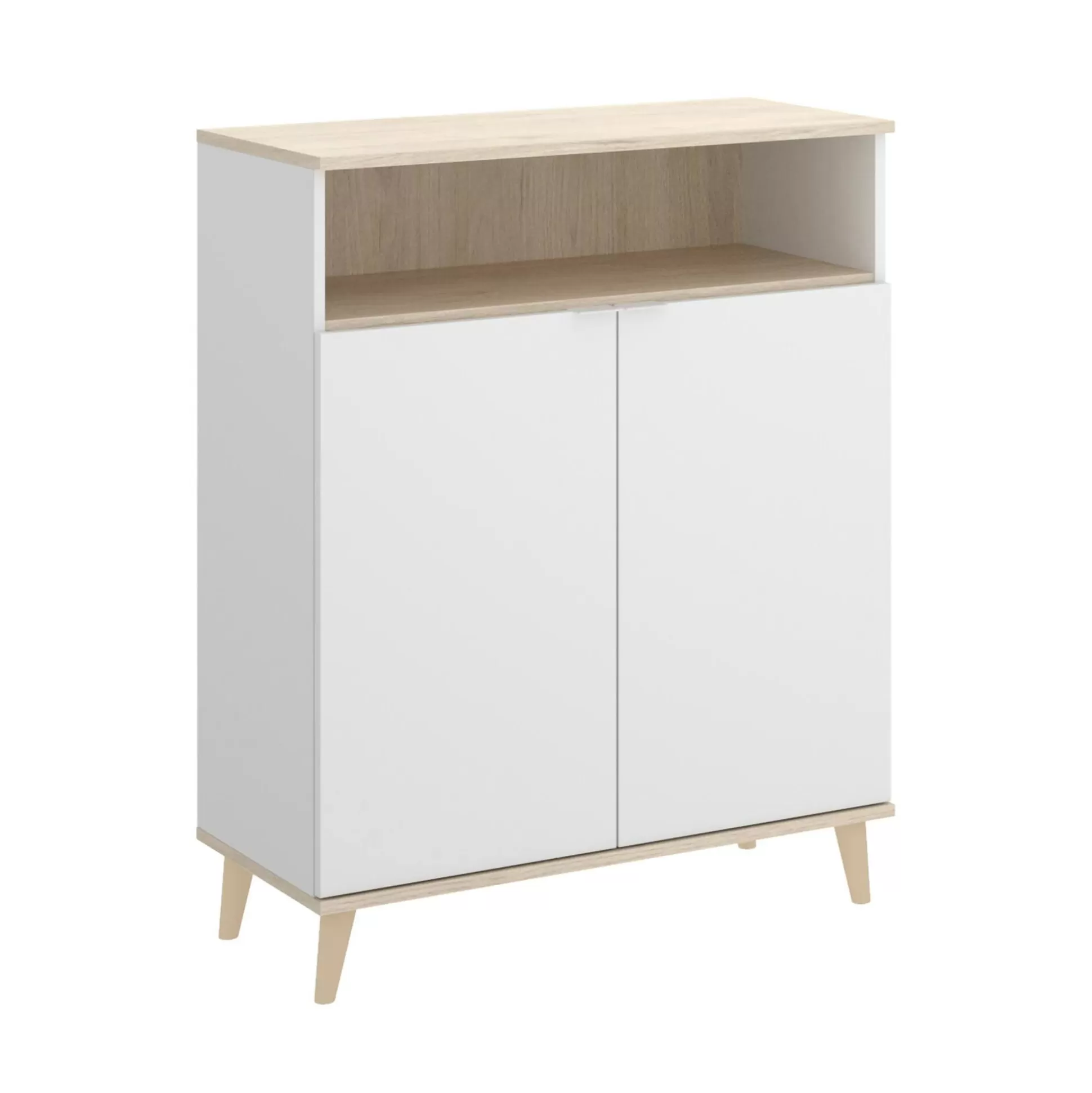 Dmora Credenze<Credenza Altai, 80x40h102 cm, Bianco e Rovere