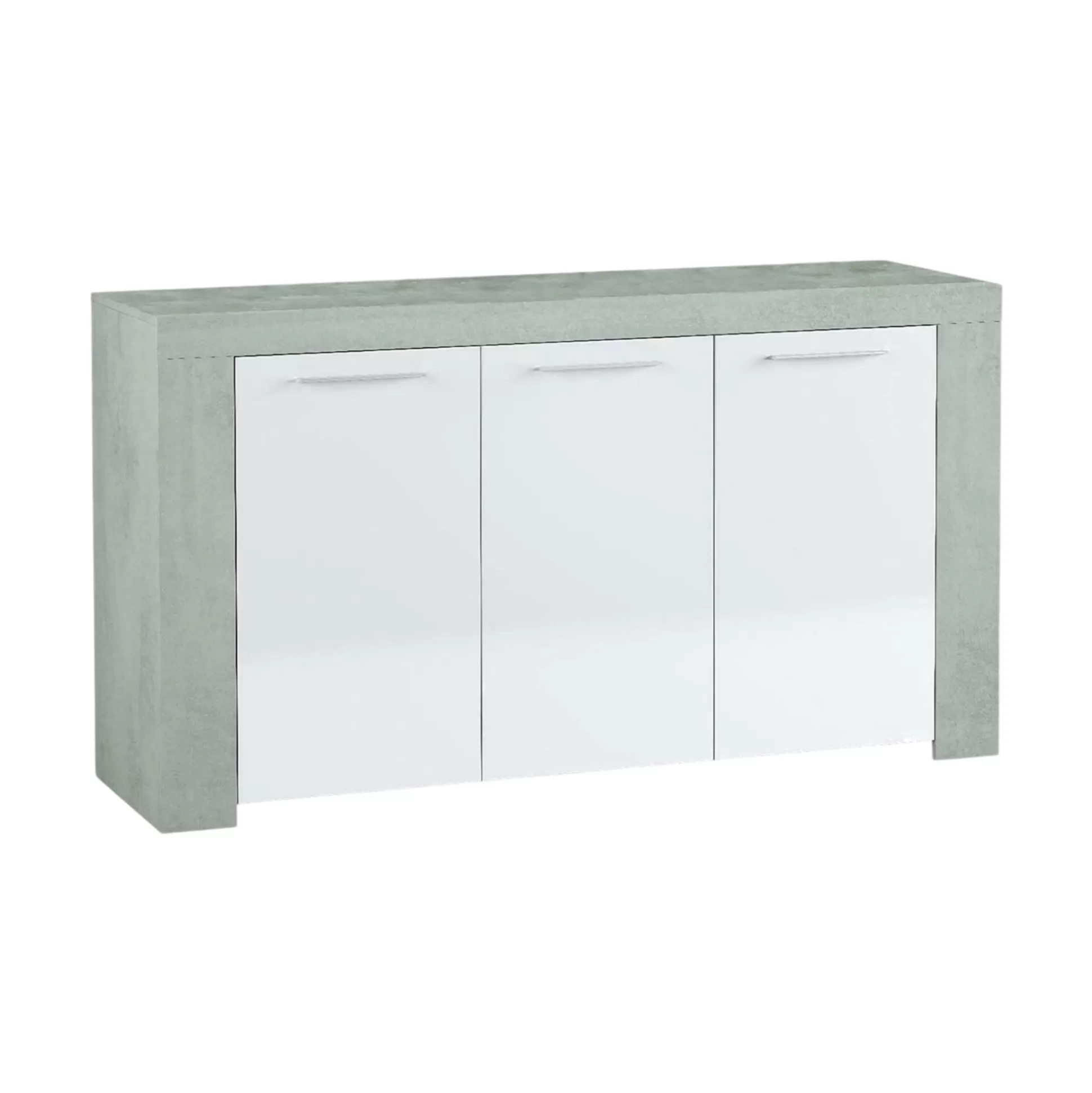 Dmora Credenze<Credenza Amaculi, 144x42h80 cm, Cemento e Bianco