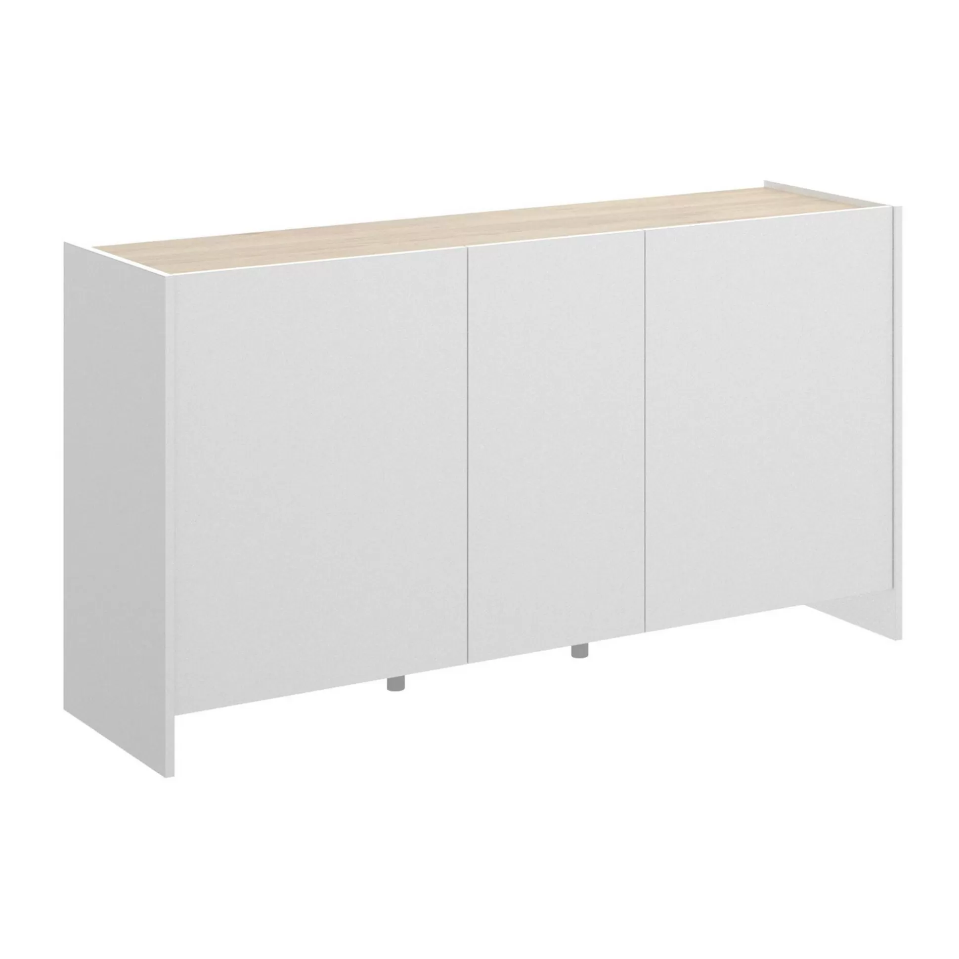 Dmora Credenze<Credenza America, 138x42h76 cm, Bianco e Rovere