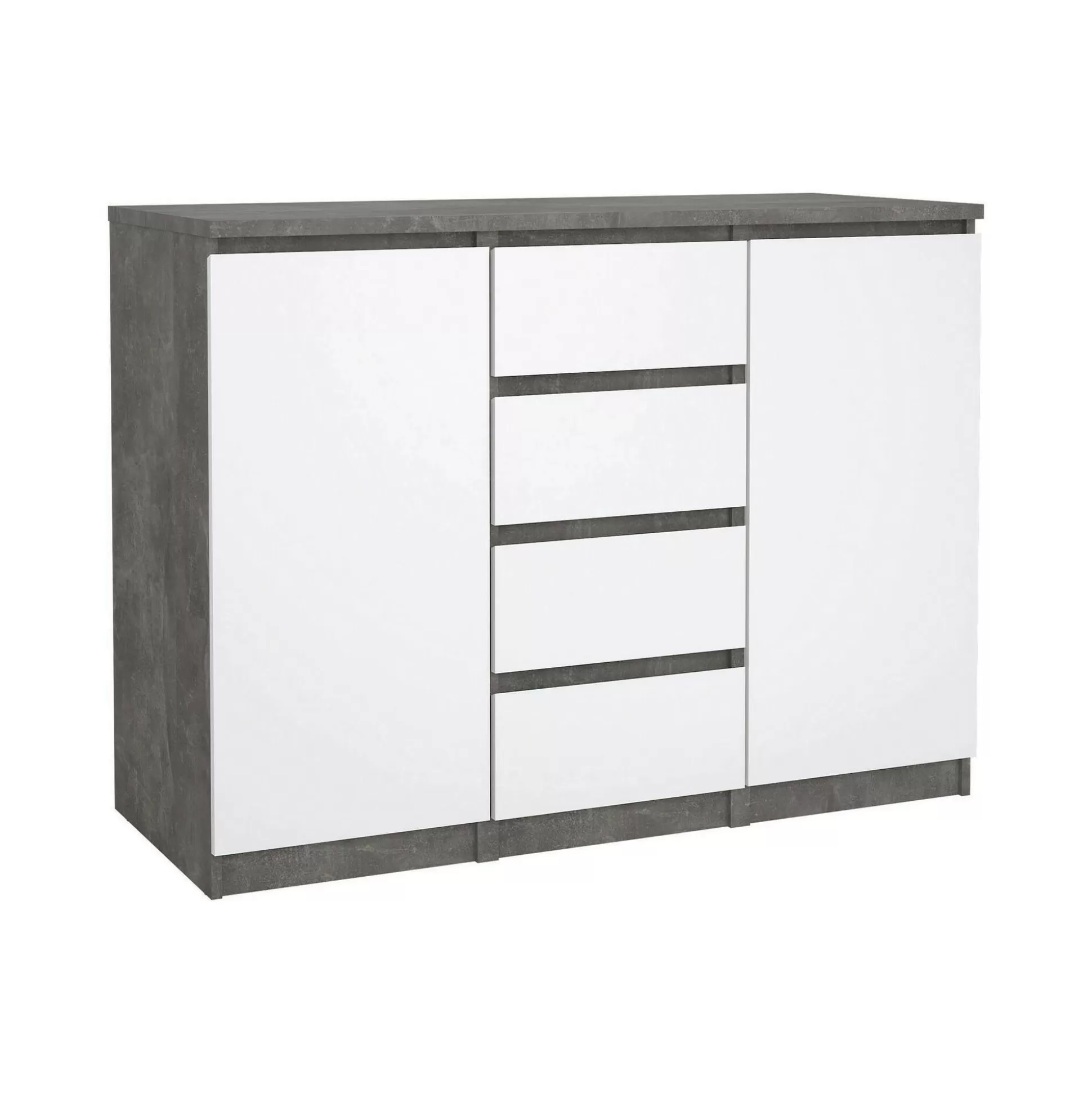 Dmora Credenze<Credenza Angelika, 50x121 h91 cm, Cemento e Bianco