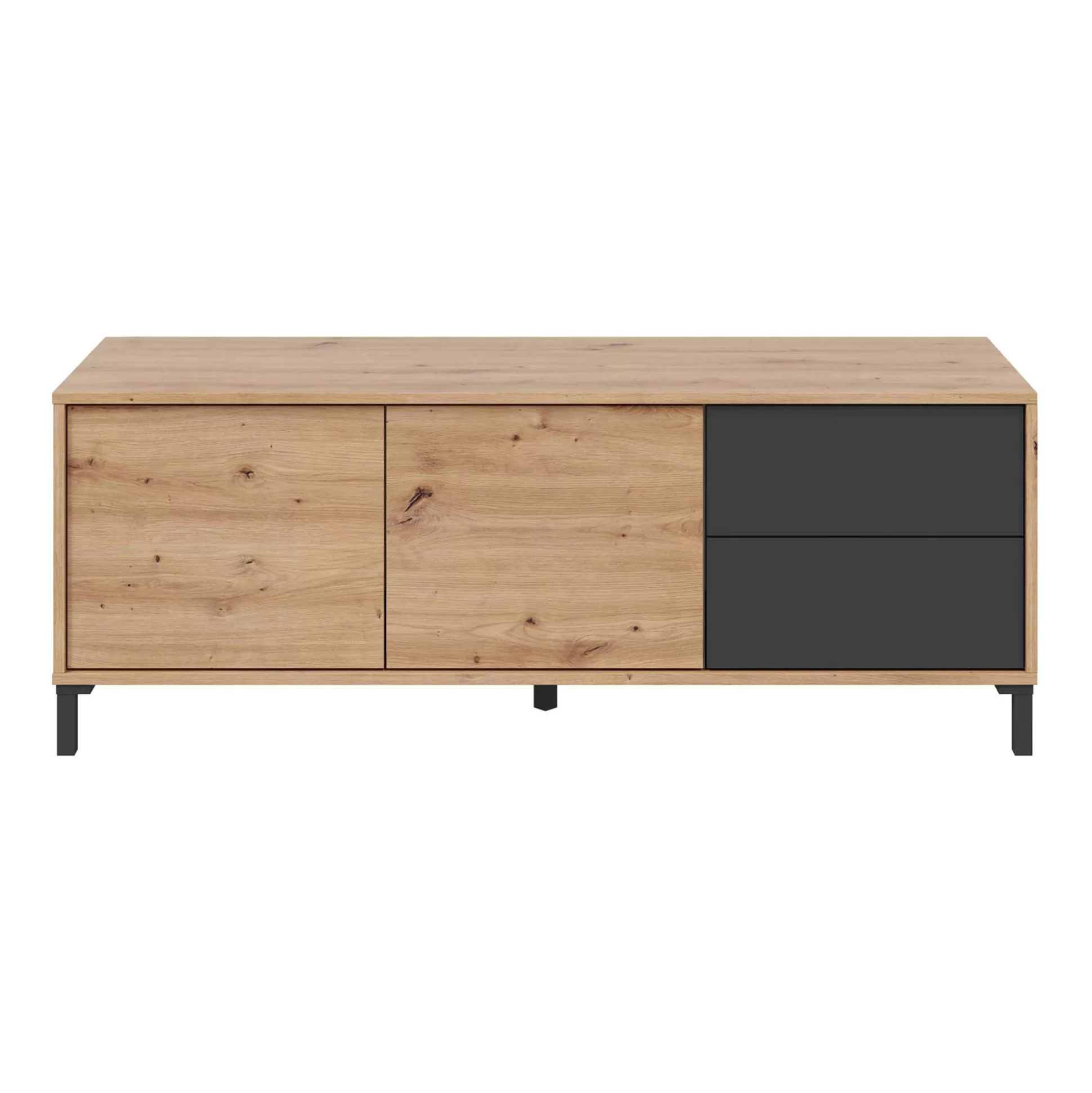 Dmora Credenze<Credenza Anora, 130x41h47 cm, Rovere nodi e Antracite