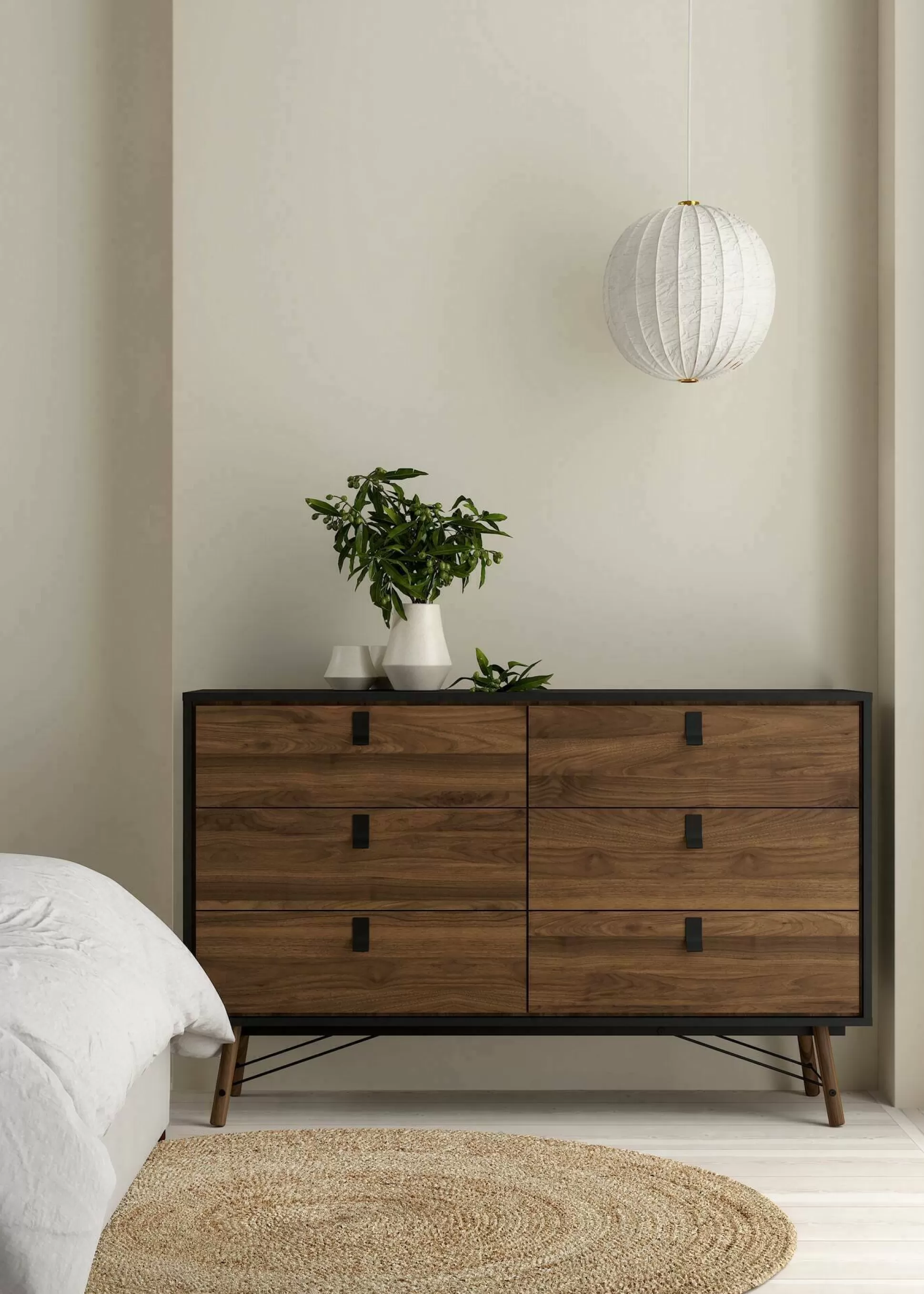 Dmora Credenze<Credenza Anturio, 40x150 h95 cm, Nero e Noce