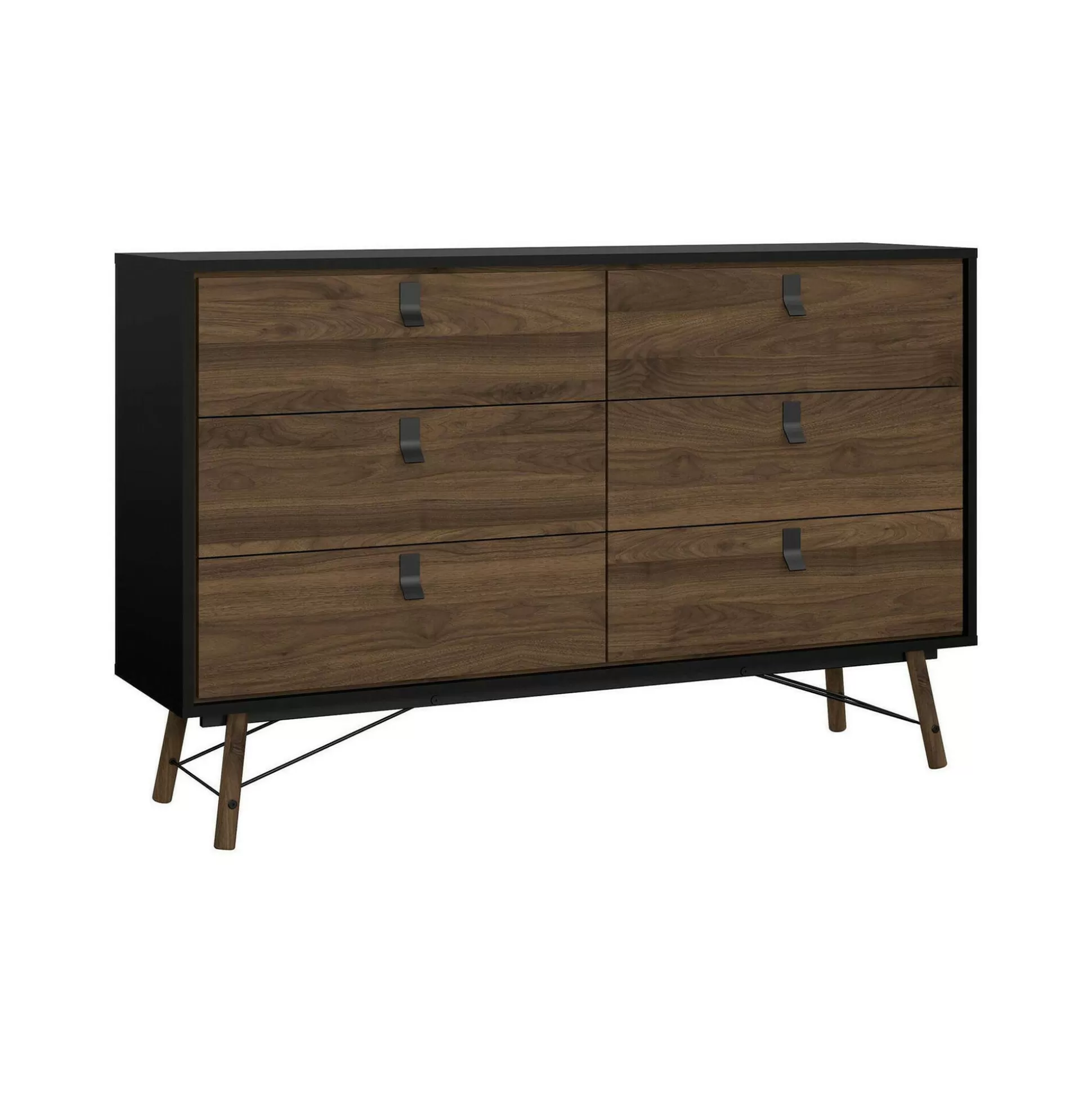 Dmora Credenze<Credenza Anturio, 40x150 h95 cm, Nero e Noce