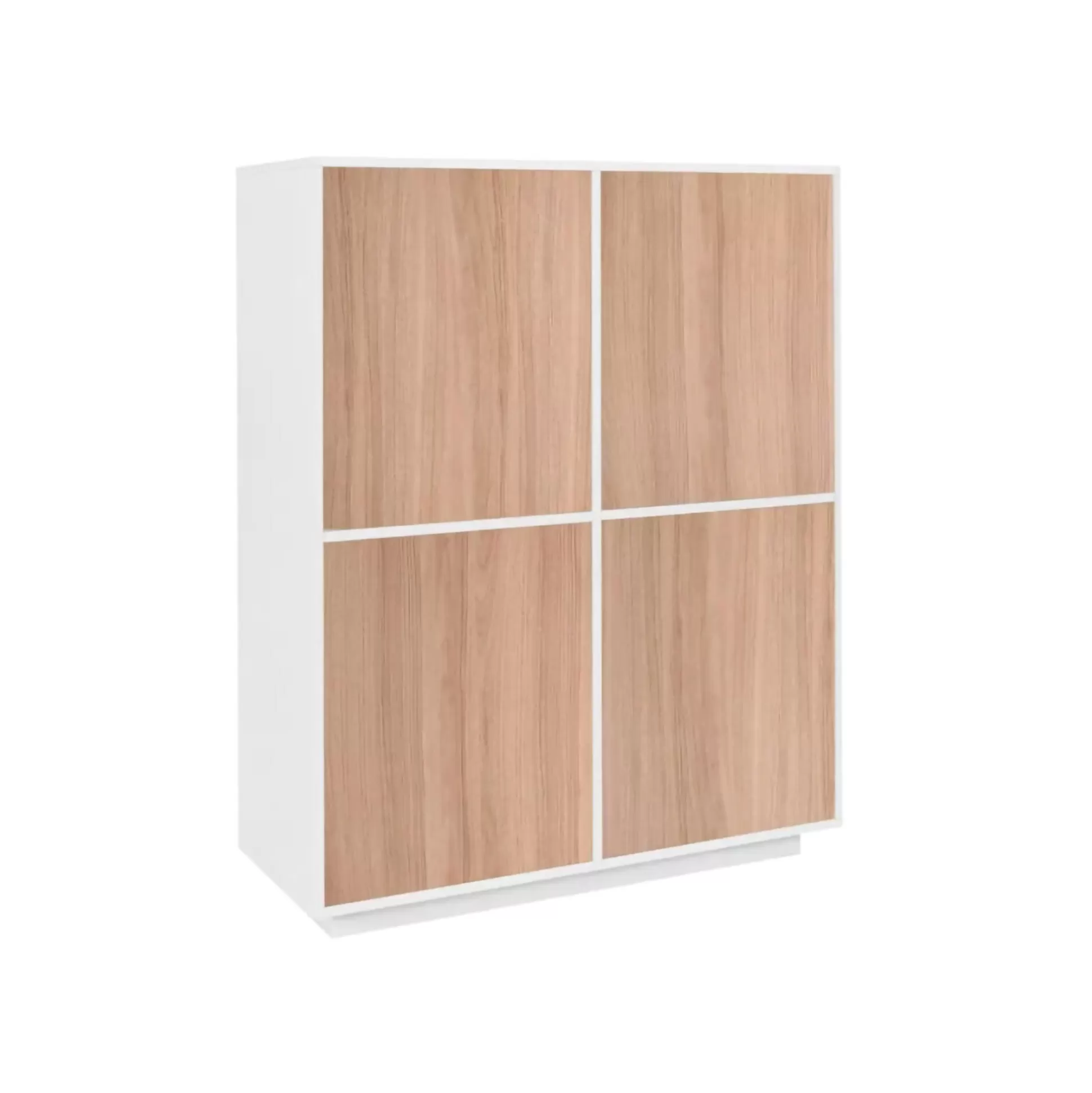 Dmora Credenze<Credenza Ara, cm 100x41h126, Bianco lucido e Noce