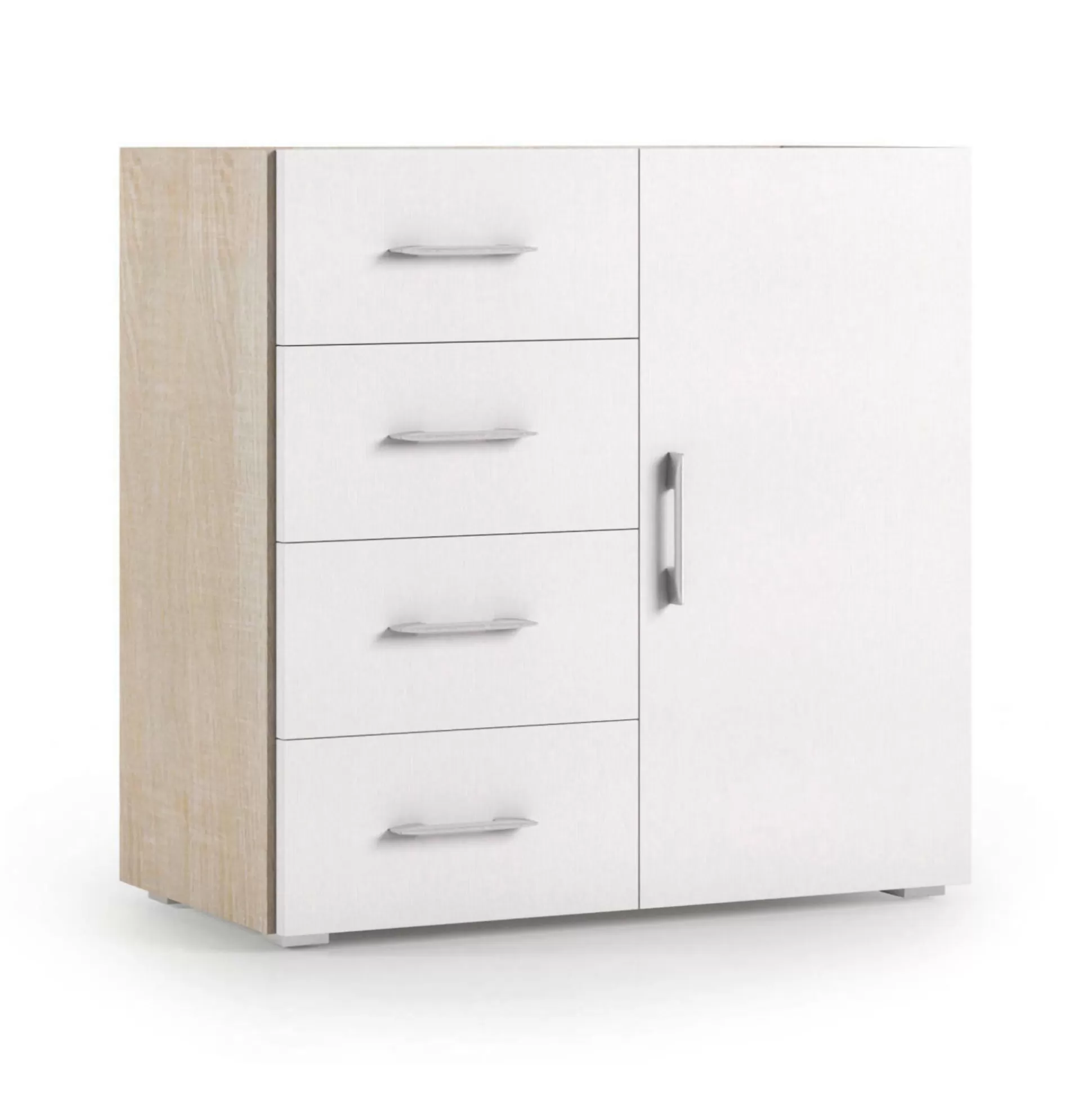 Dmora Credenze<Credenza Aracnida, 90x41h87 cm, Bianco e Rovere