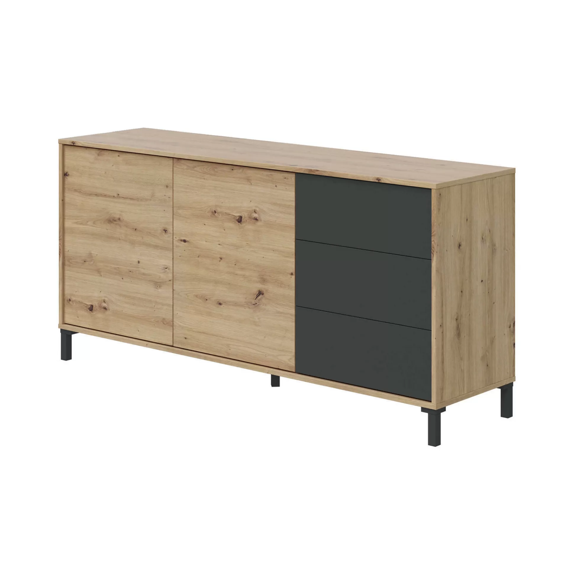 Dmora Credenze<Credenza Ardelia, 154x41h74 cm, Rovere nodi e Antracite