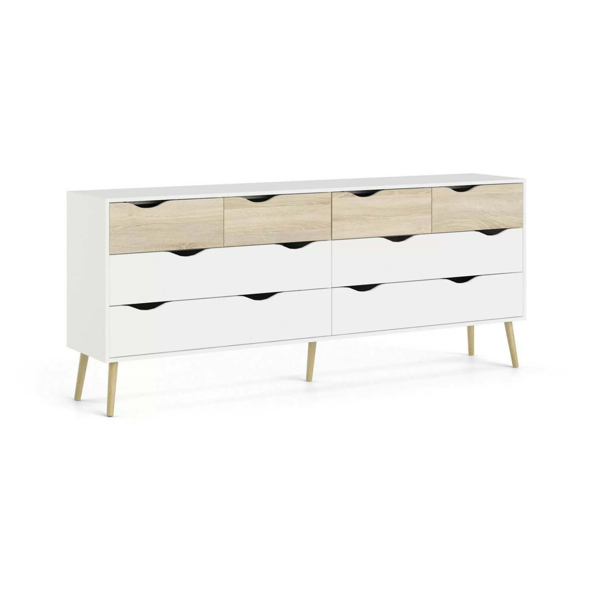 Dmora Credenze<Credenza Arista, 196x39 h82 cm, Bianco e Quercia