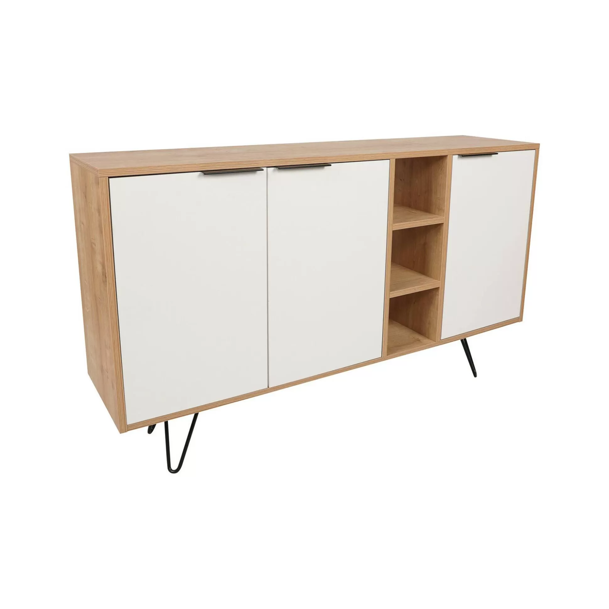 Dmora Credenze<Credenza Arlene, 142x36 h83 cm, Quercia e Bianco