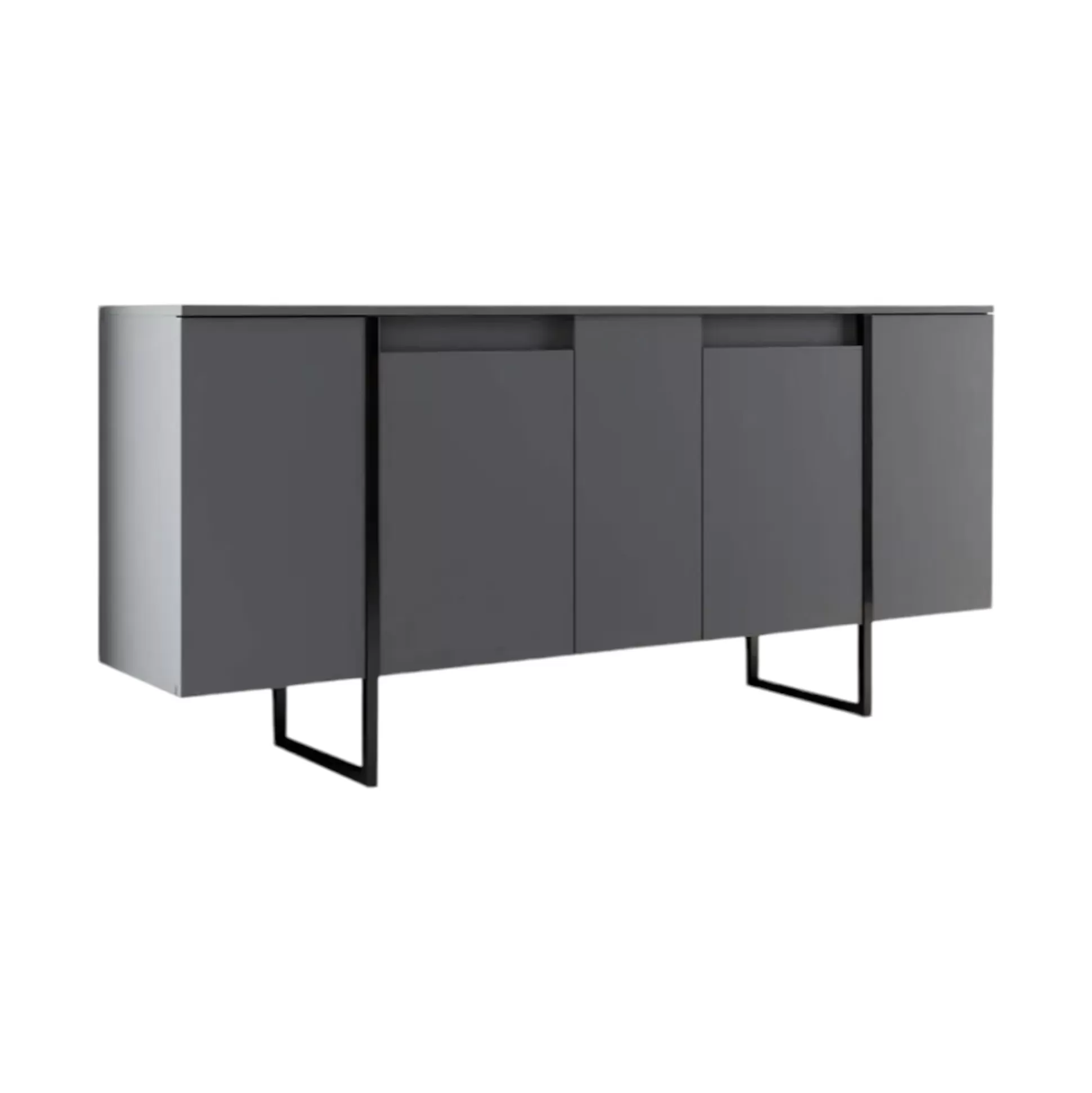 Dmora Credenze<Credenza Arta, 160x35h80 cm, Antracite e Nero
