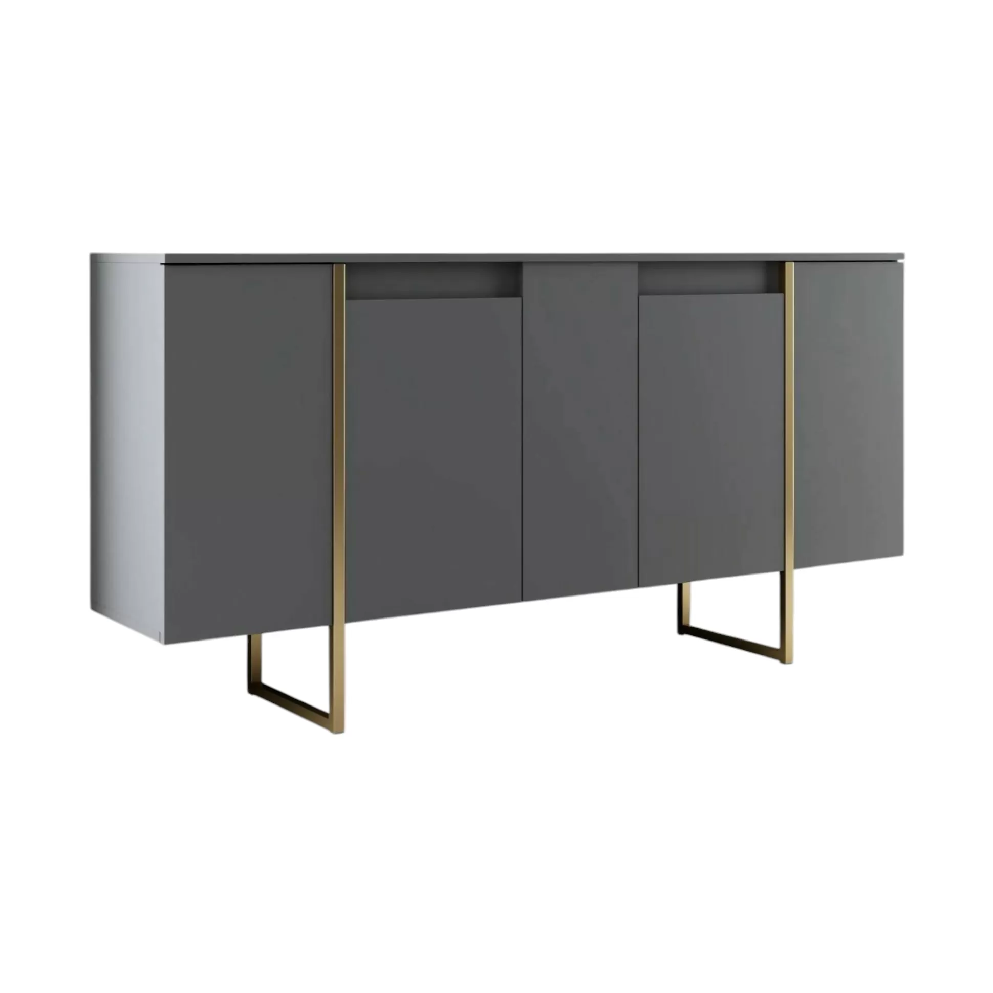 Dmora Credenze<Credenza Arta, 160x35h80 cm, Antracite e Oro