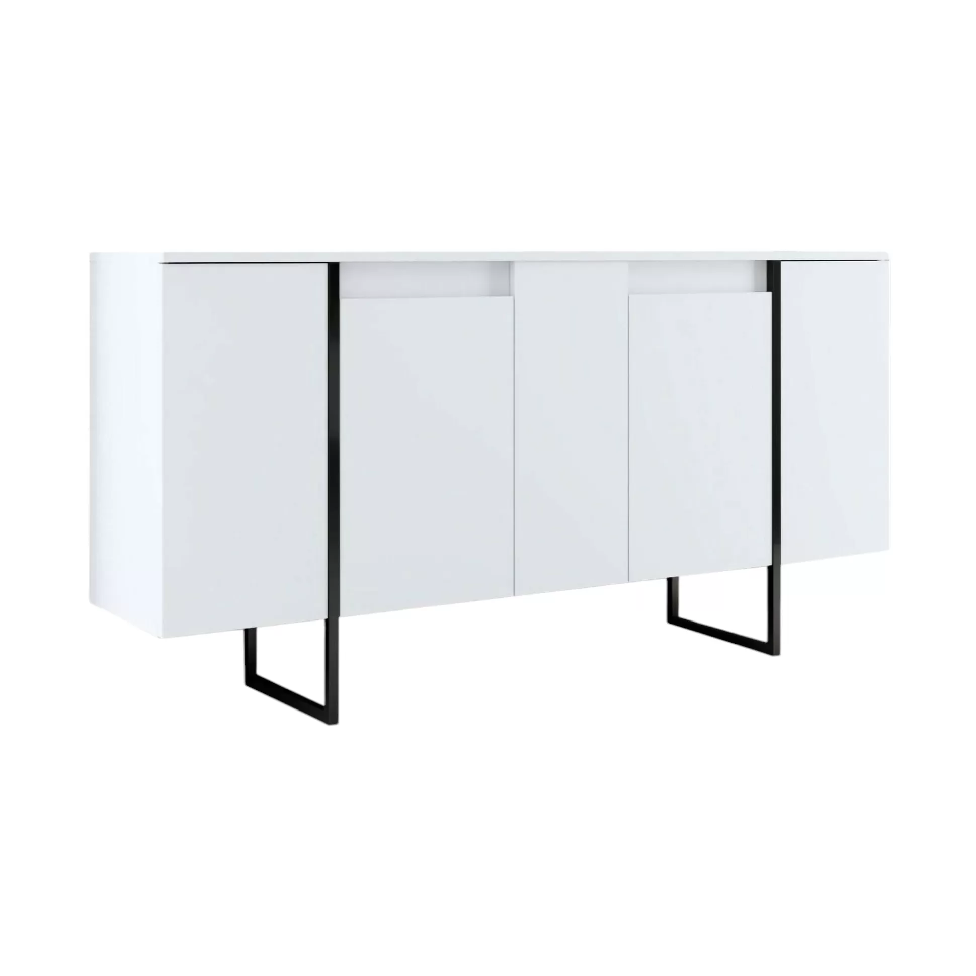 Dmora Credenze<Credenza Arta, 160x35h80 cm, Bianco e Nero