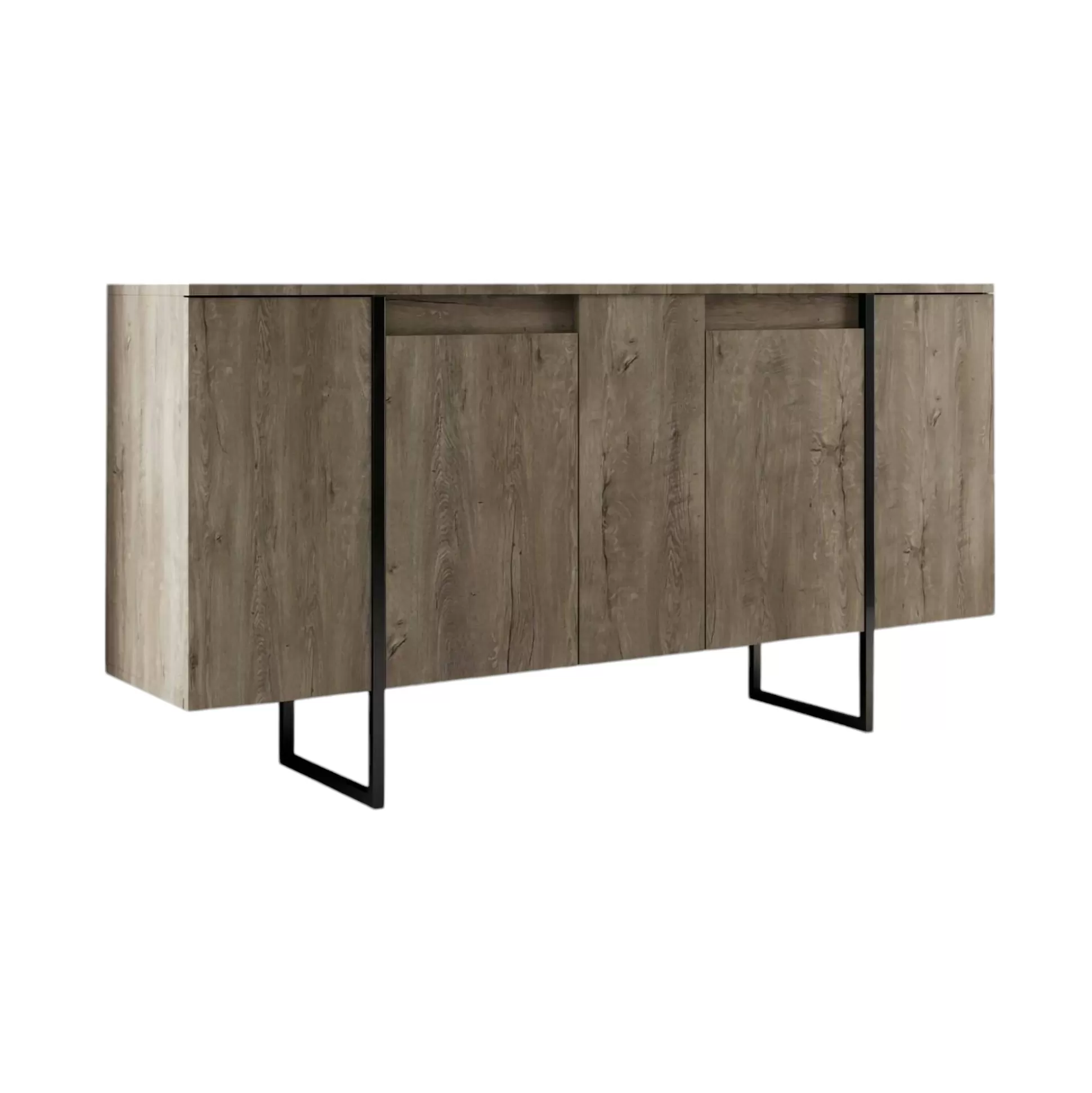 Dmora Credenze<Credenza Arta, 160x35h80 cm, Noce e Nero
