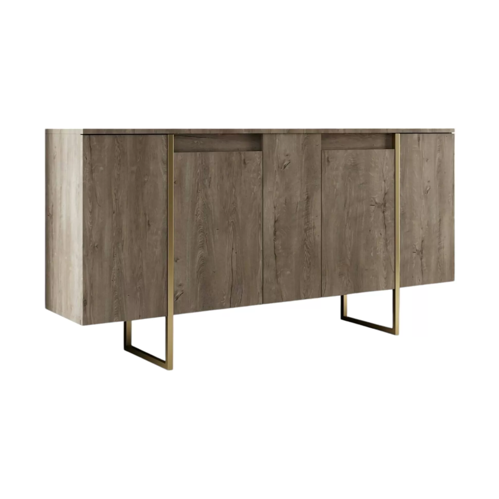 Dmora Credenze<Credenza Arta, 160x35h80 cm, Noce e Oro