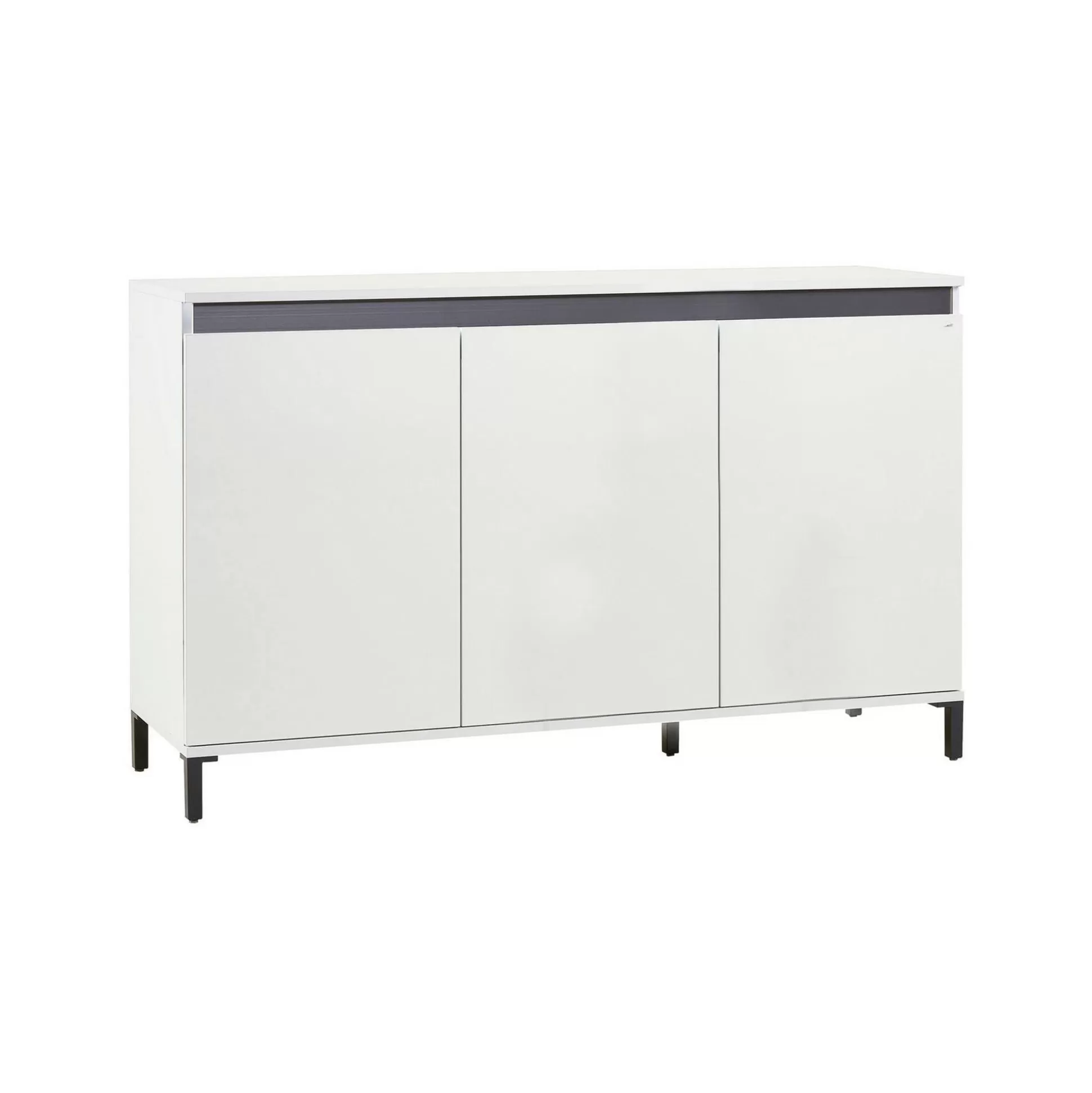 Dmora Credenze<Credenza Assinello, 138x40h90 cm, Bianco lucido e Antracite