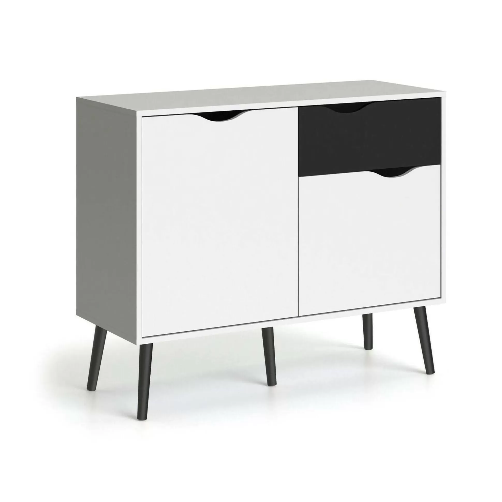 Dmora Credenze<Credenza Audit, 98x39 h81 cm, Bianco e Nero