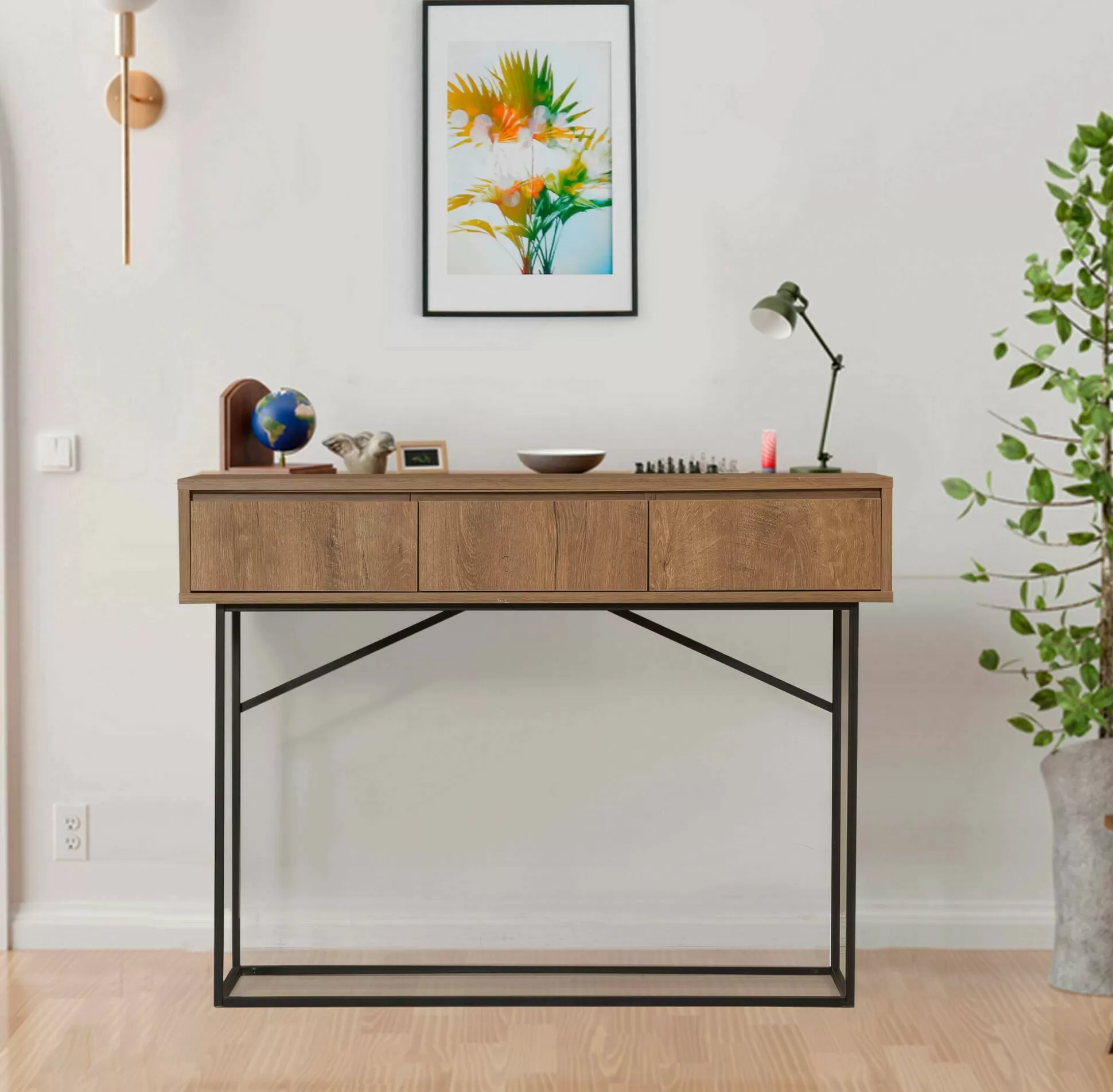 Dmora Credenze<Credenza Avetrana, 120x36h90 cm, Noce e Nero