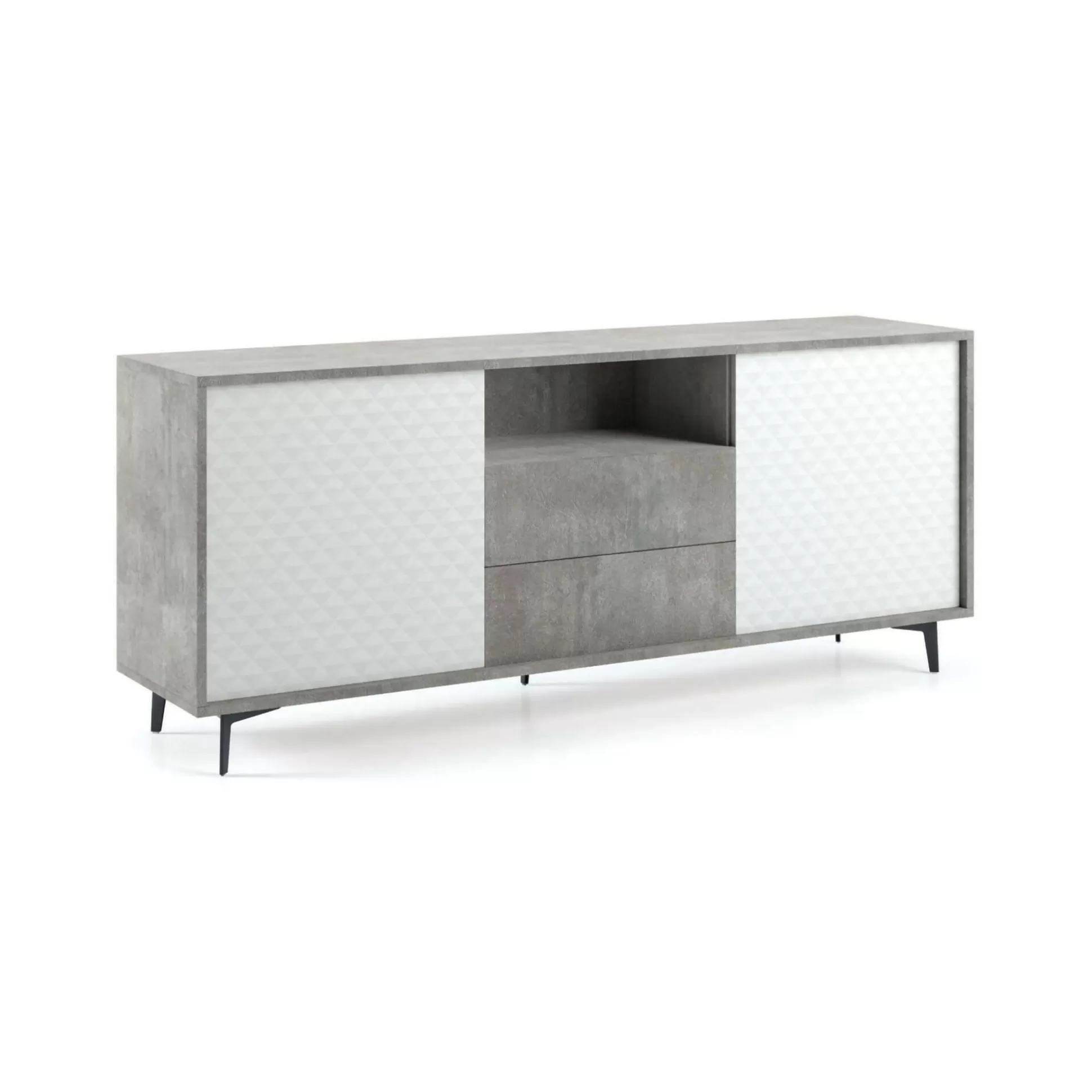 Dmora Credenze<Credenza Azis, 184x45h77 cm, Bianco e Cemento