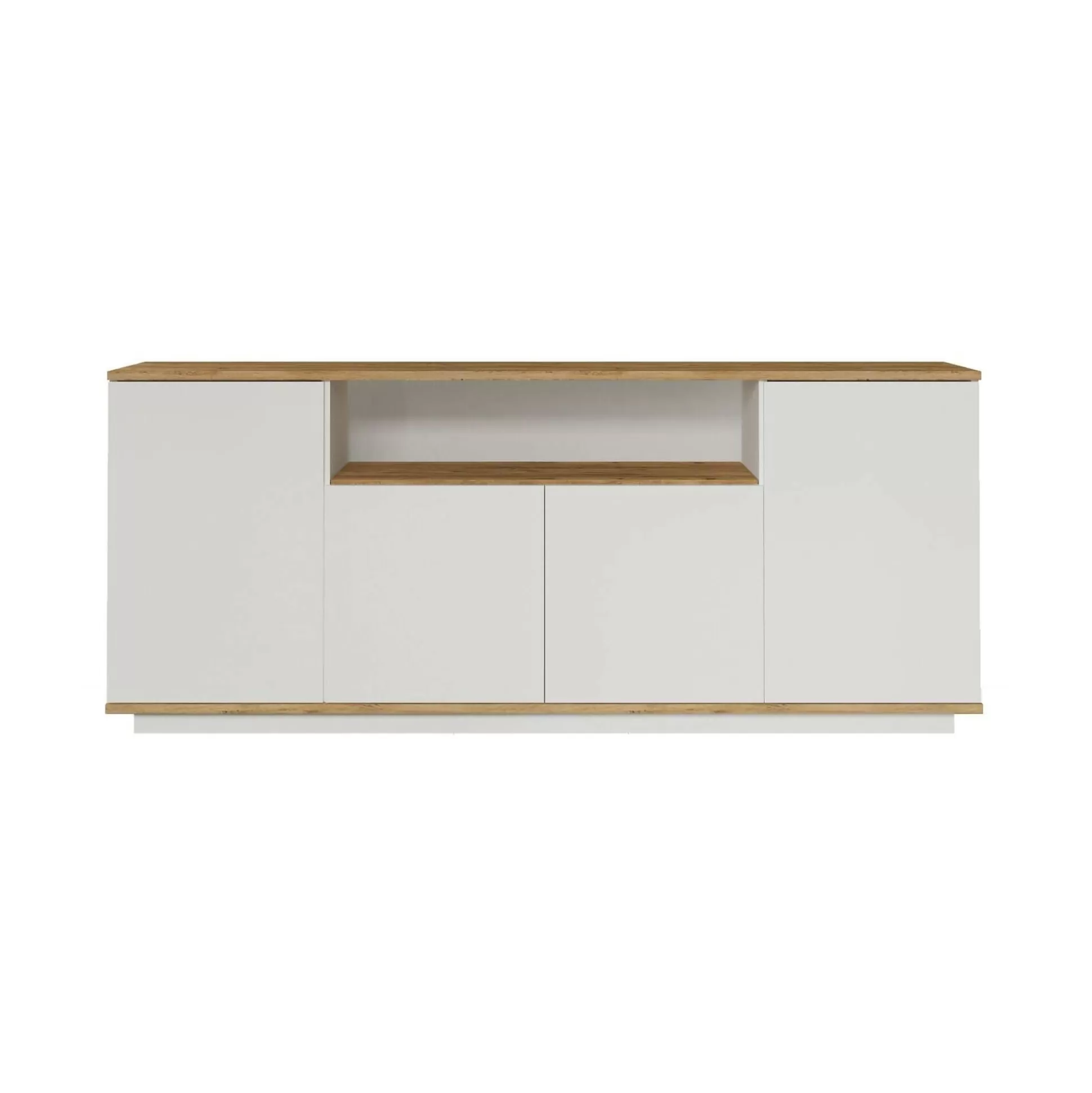 Dmora Credenze<Credenza Aziz, 180x45h75 cm, Quercia e Bianco