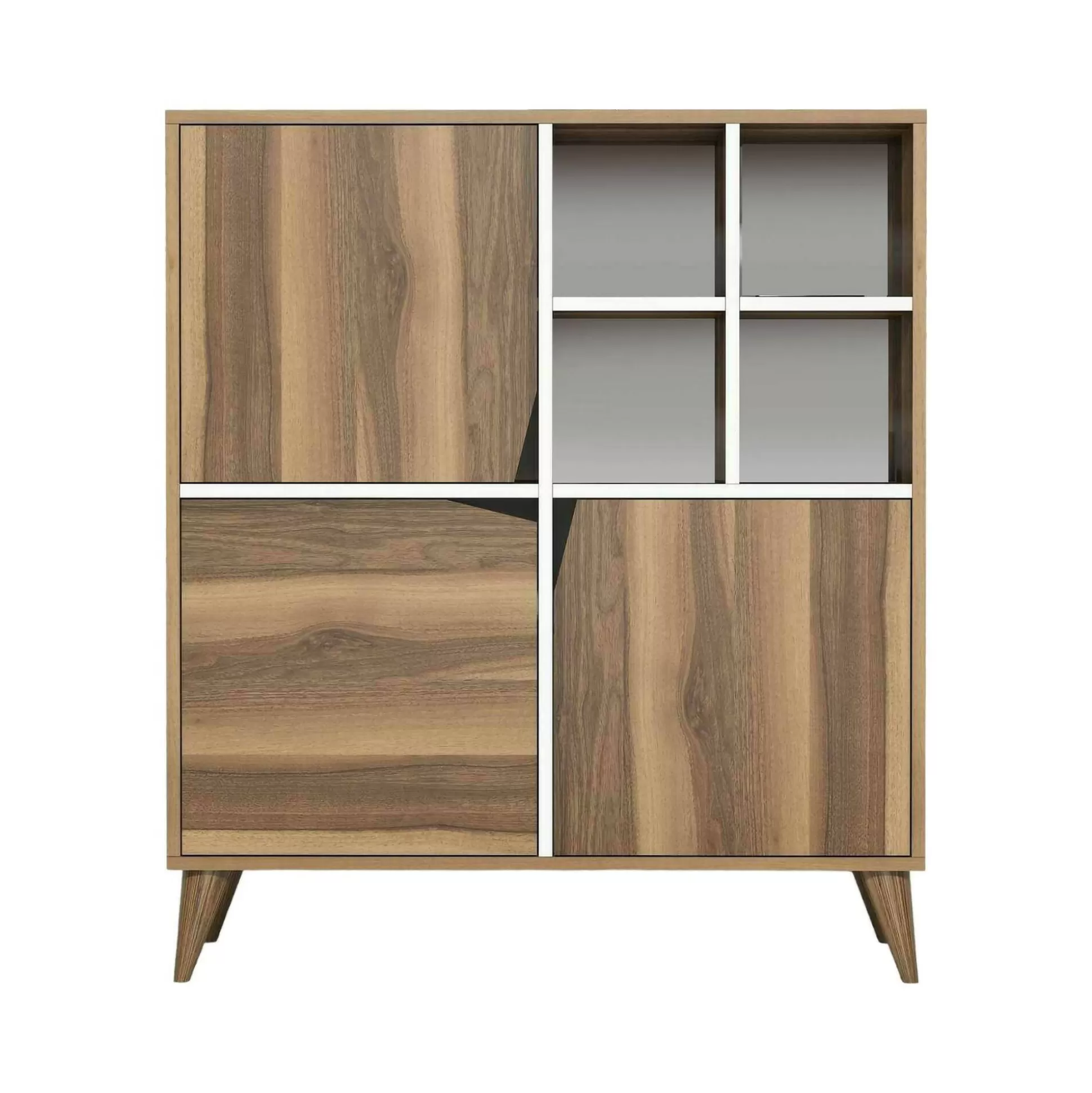 Dmora Credenze<Credenza Barasso, 100x30h115 cm, Noce e Bianco