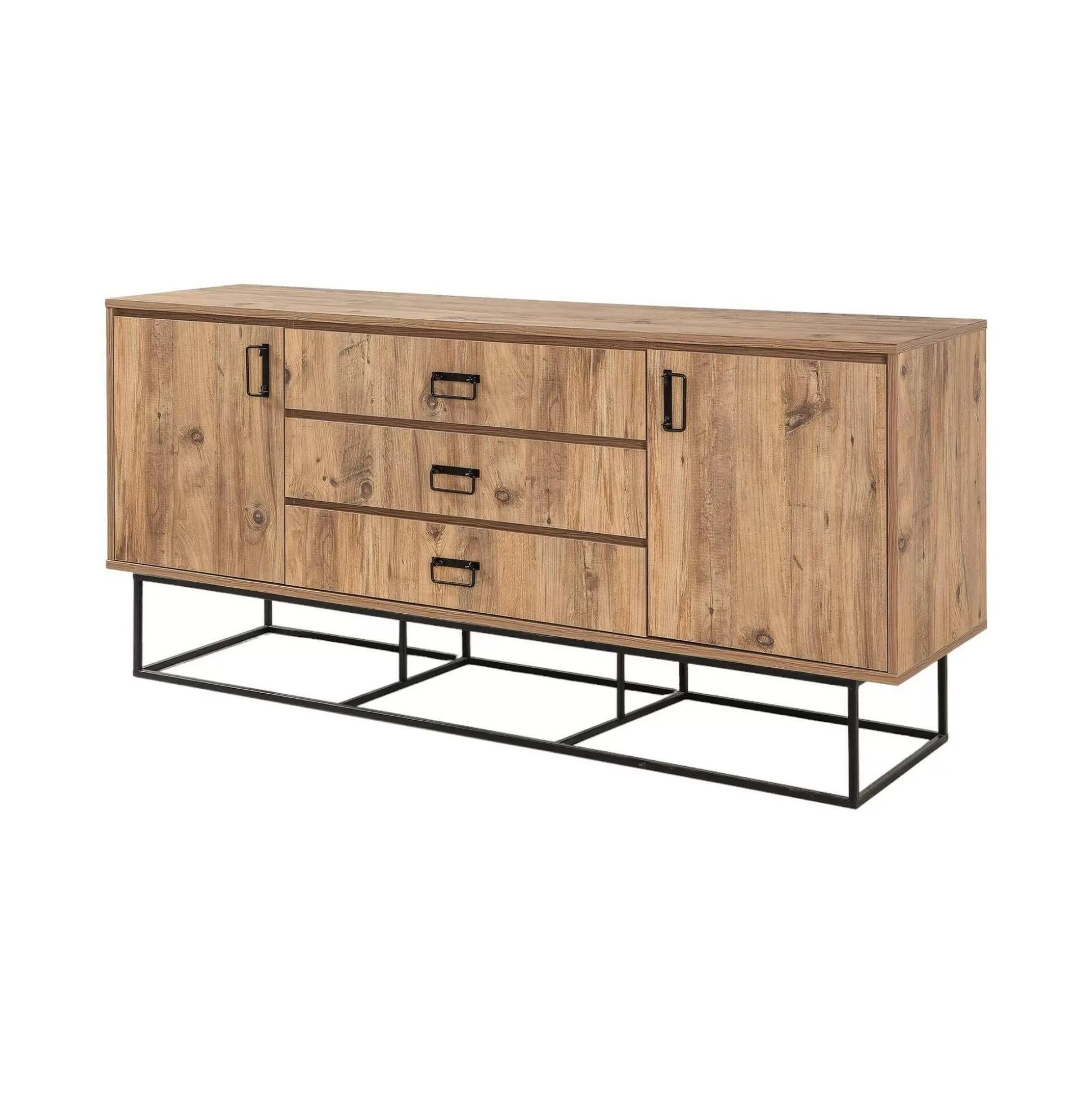 Dmora Credenze<Credenza Barrea, Quercia e Nero, 180x45h80 cm