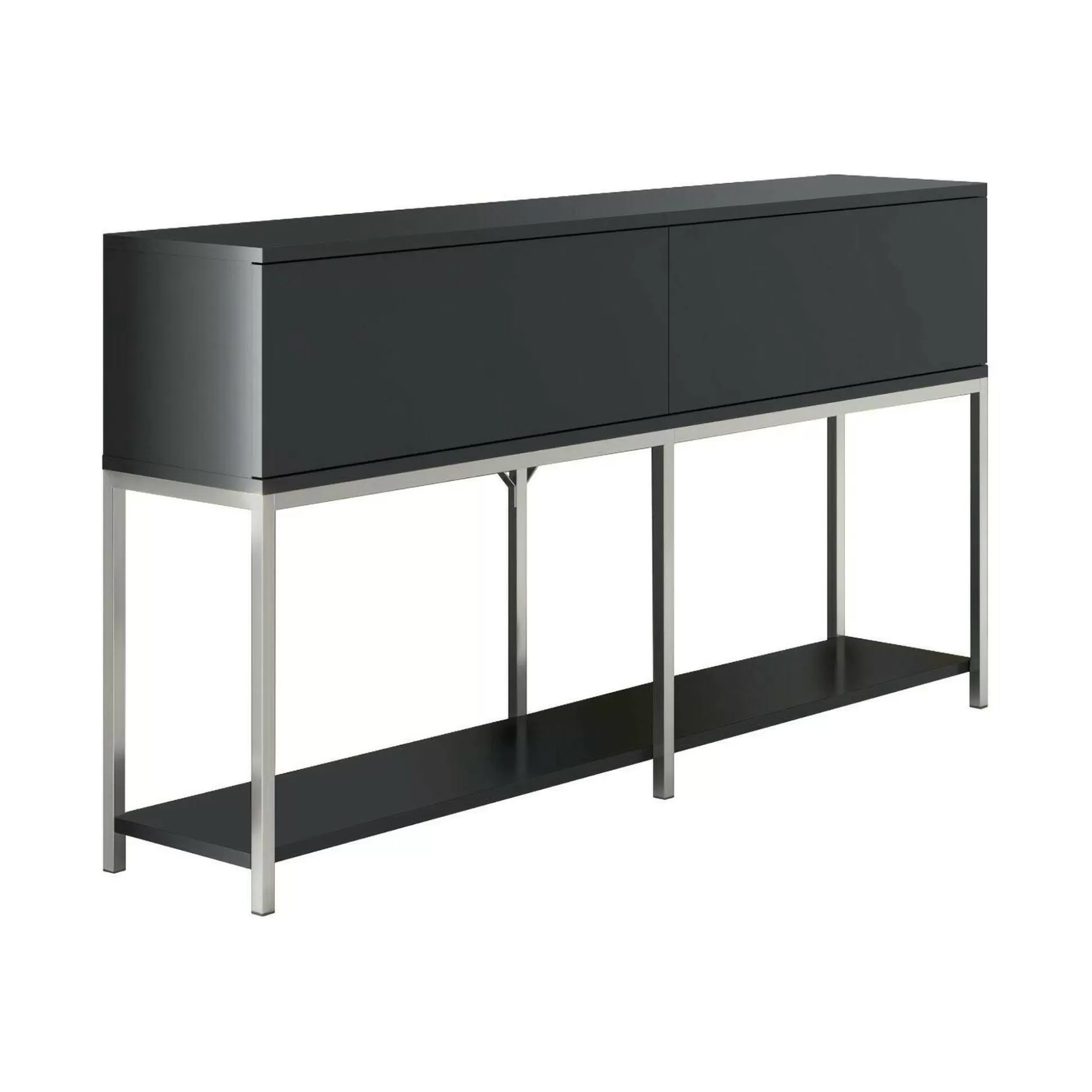 Dmora Credenze<Credenza Basilia, 150x30h80 cm, Antracite e Argento