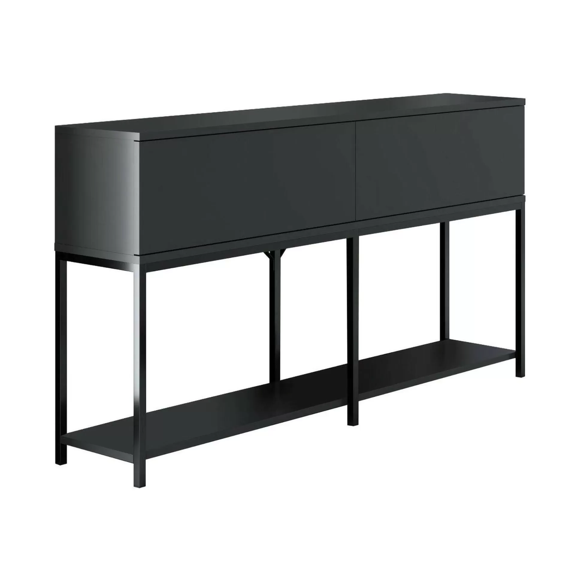 Dmora Credenze<Credenza Basilia, 150x30h80 cm, Antracite e Nero