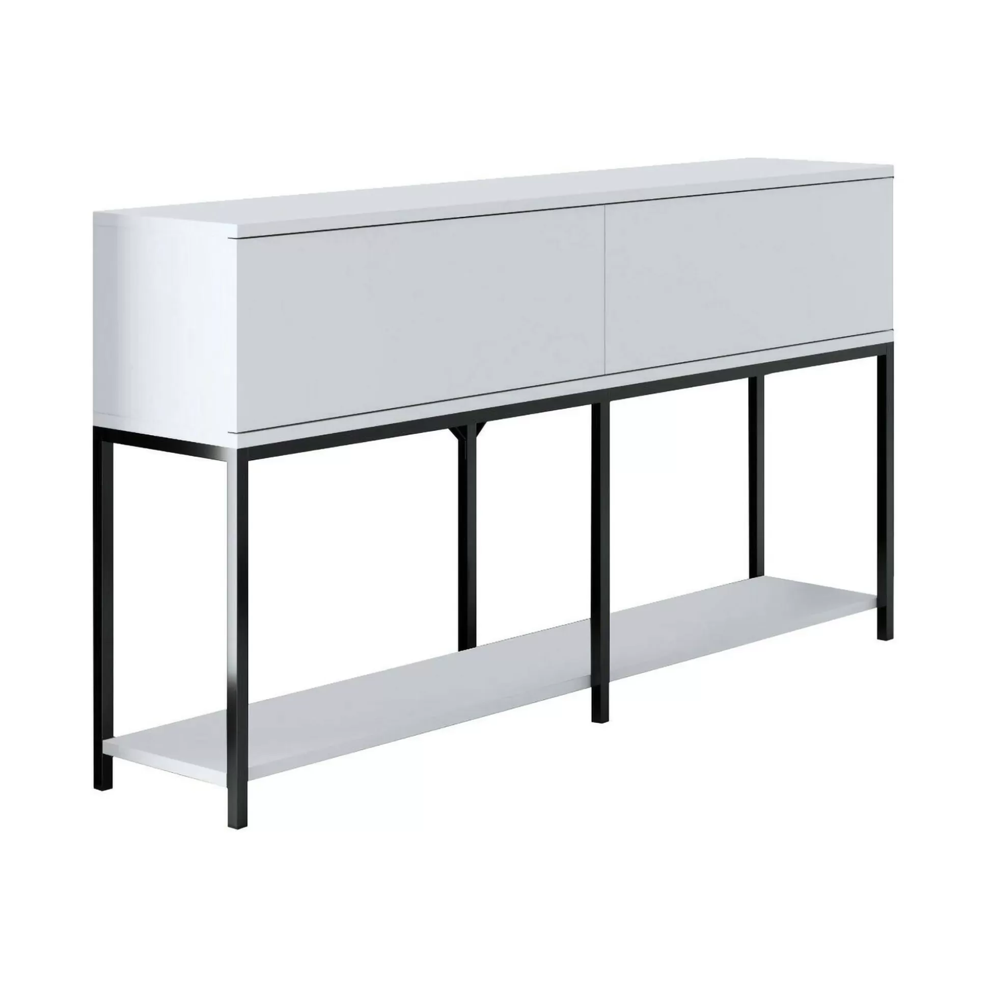 Dmora Credenze<Credenza Basilia, 150x30h80 cm, Bianco e Nero