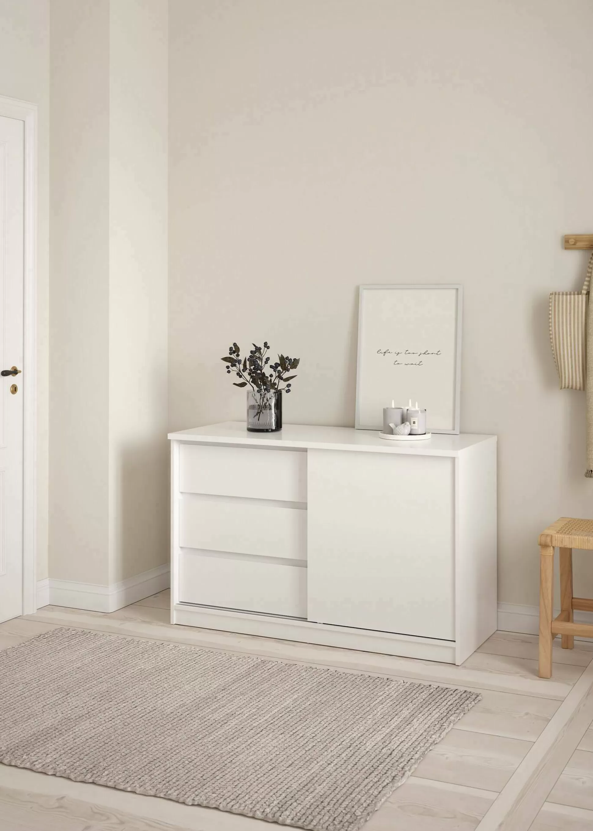 Dmora Credenze<Credenza Bebinca, 50x119 h76 cm, Bianco