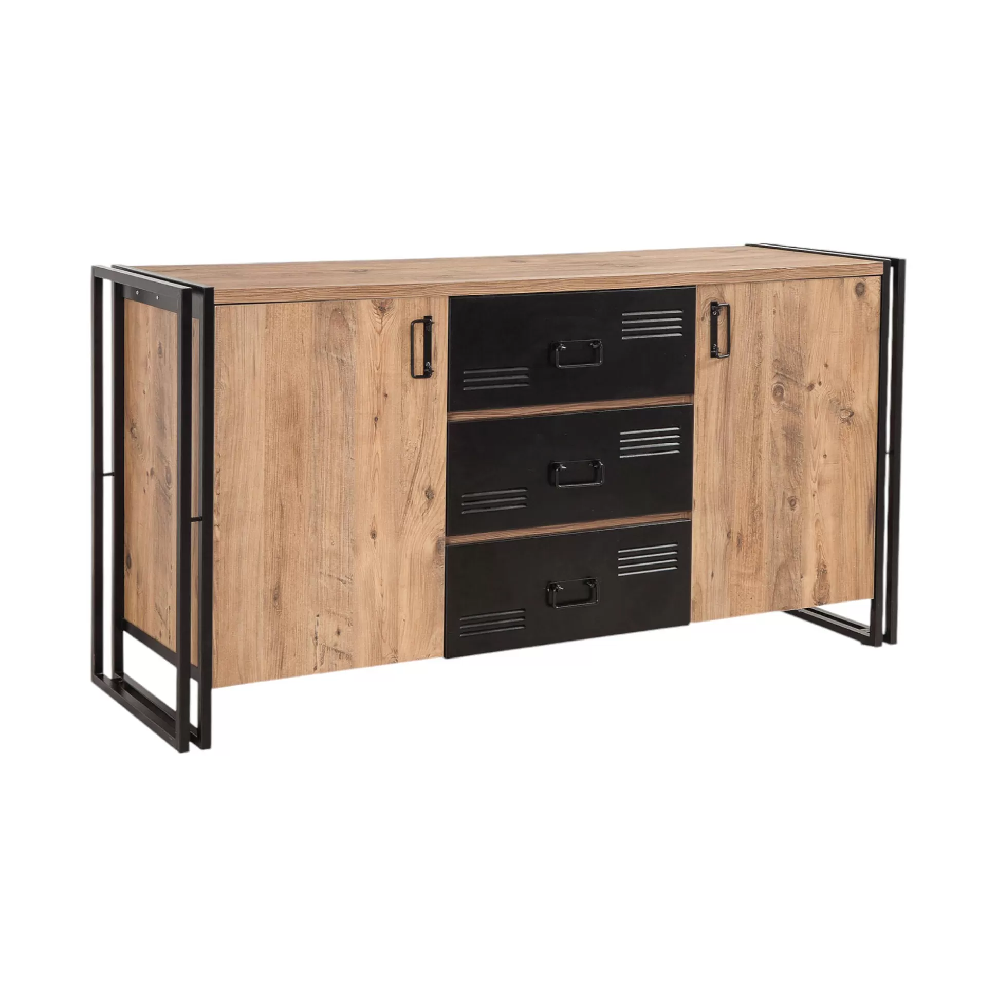 Dmora Credenze<Credenza Cimaron, 160x45 h80 cm, Quercia e Nero