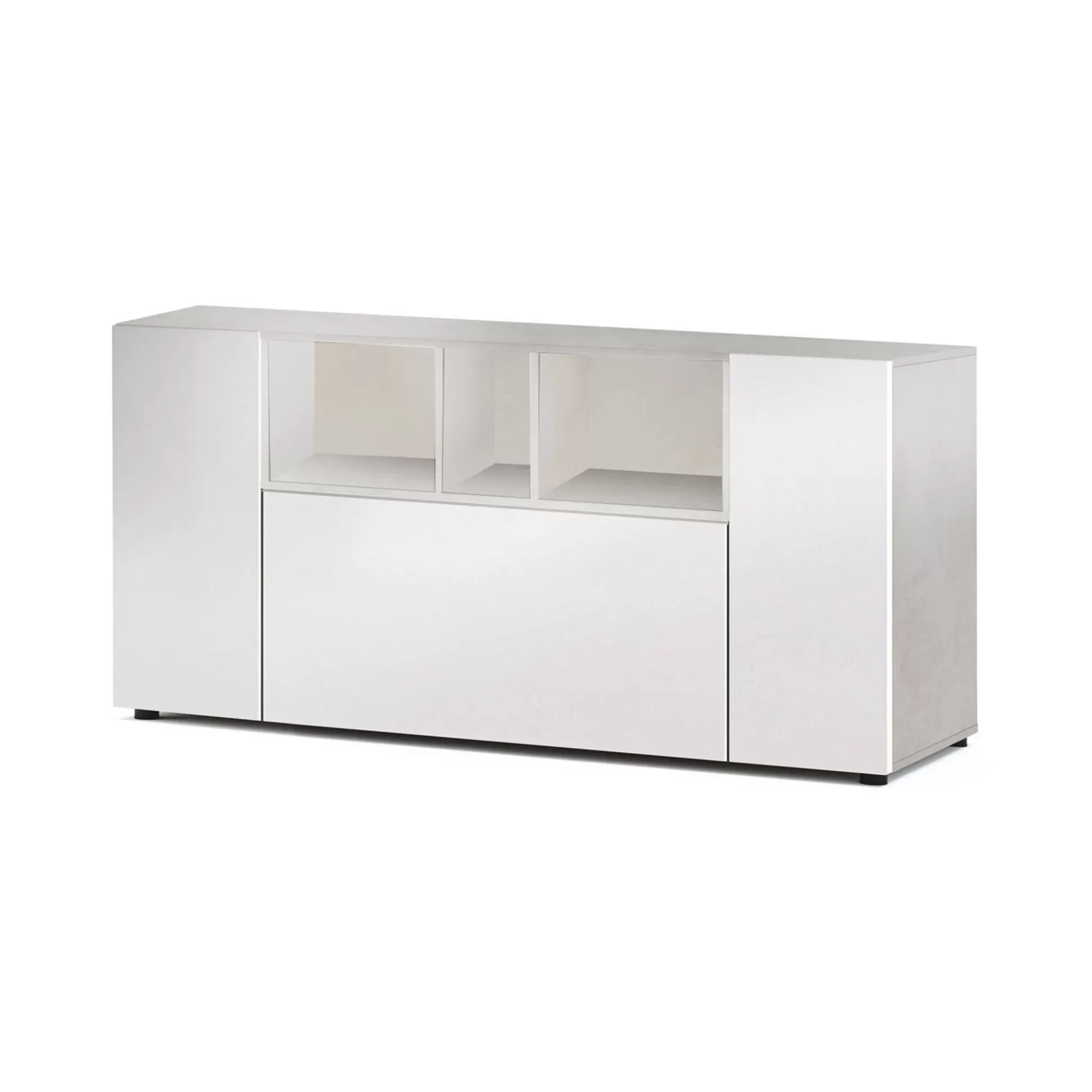 Dmora Credenze<Credenza Crisantemo, 150x41h76 cm, Bianco e Cemento
