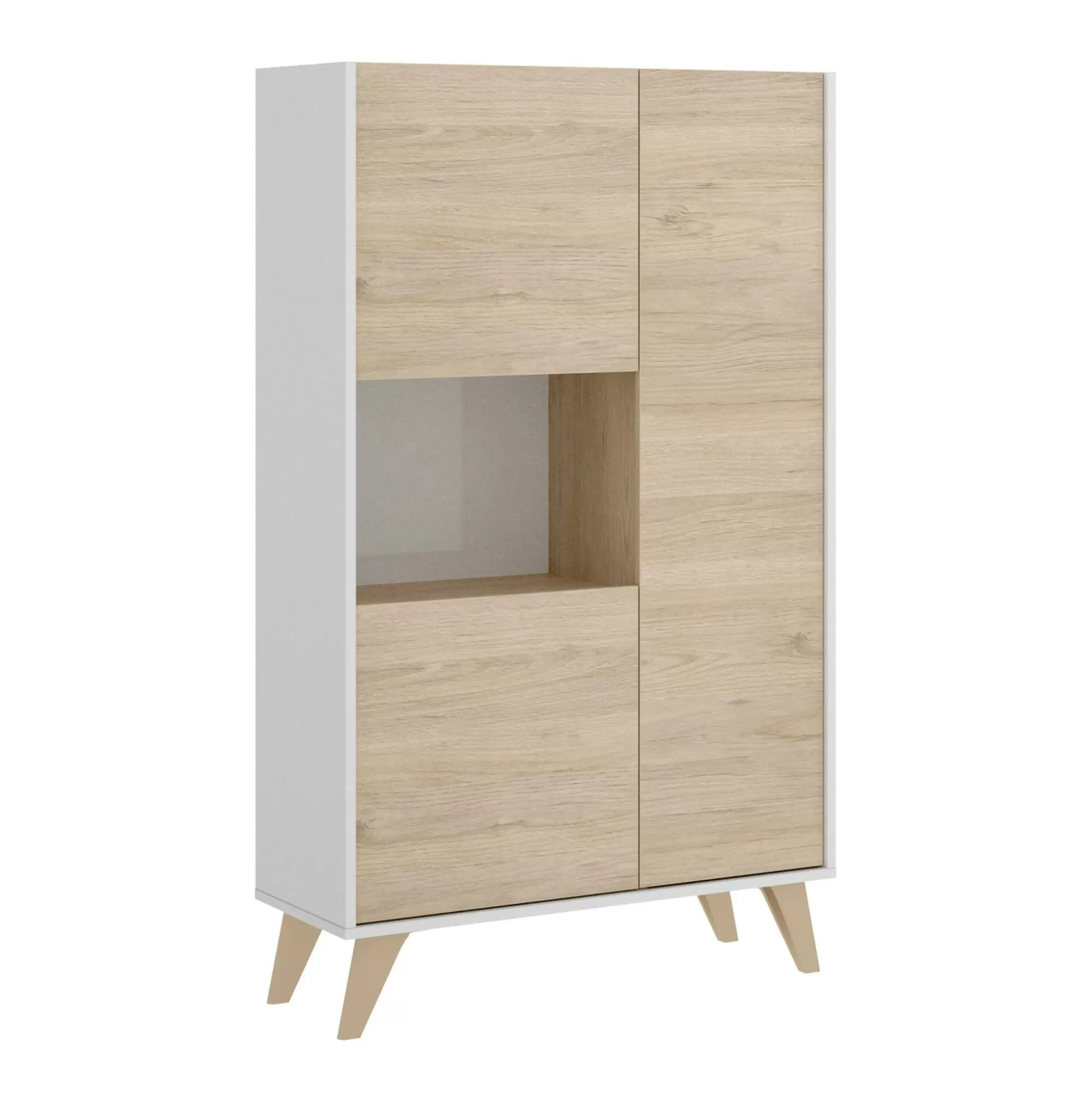 Dmora Credenze<Credenza Crono, 81x43h135 cm, Rovere e Bianco