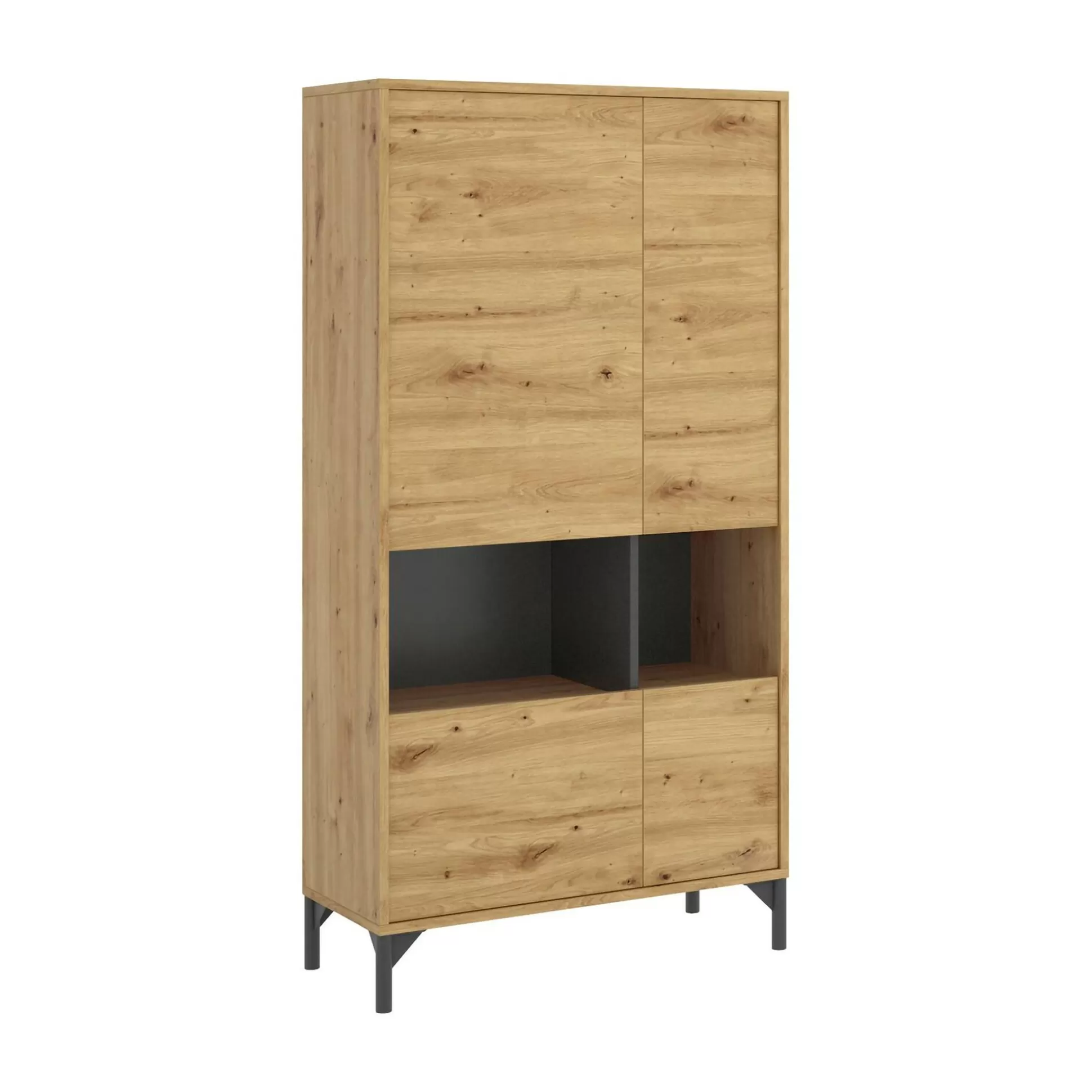 Dmora Credenze<Credenza Dalois, 72x34h144 cm, Rovere Nodi e Antracite