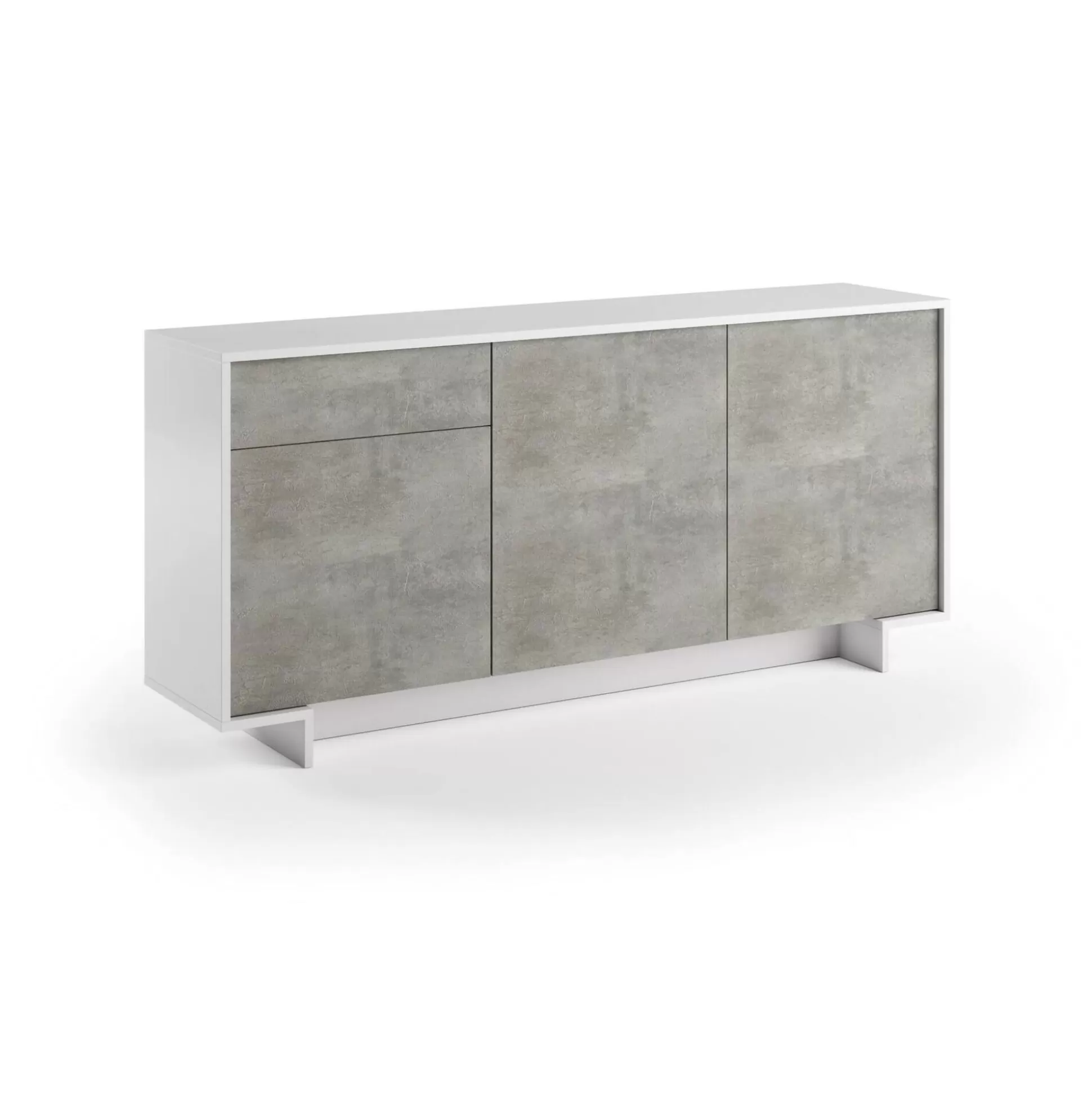 Dmora Credenze<Credenza Davallon, 170x42h78 cm, Bianco e Cemento