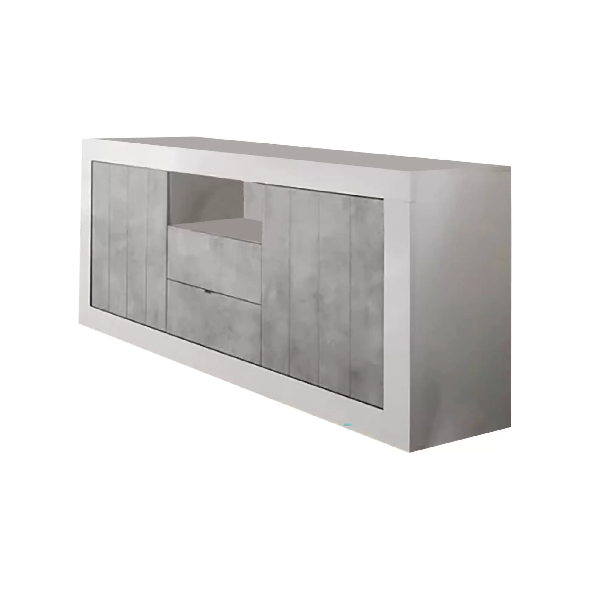Dmora Credenze<Credenza Ddaniel, 184x42 h86 cm, Bianco lucido e Cemento