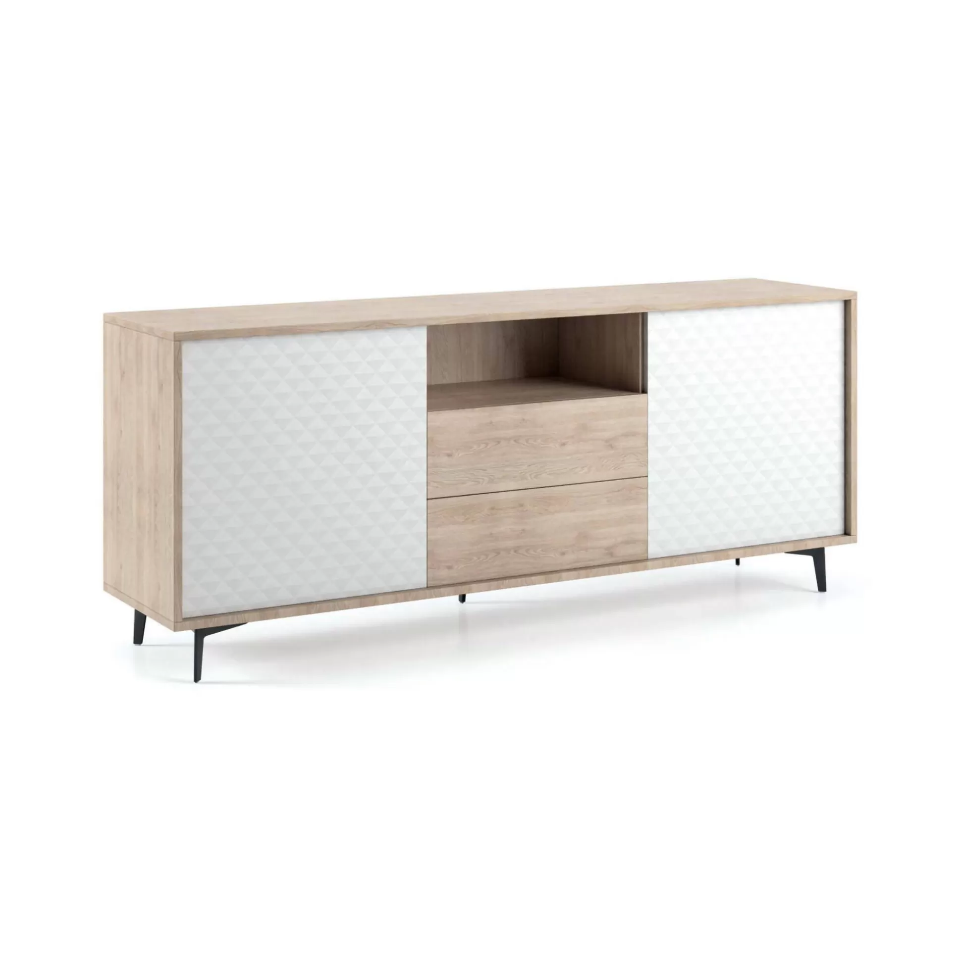 Dmora Credenze<Credenza Ddiges, 184x45h77 cm, Bianco e Rovere