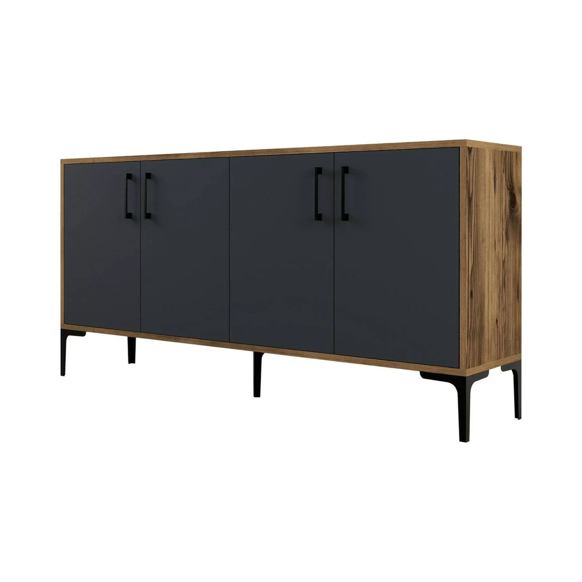 Dmora Credenze<Credenza Dflamign, 160x35h78 cm, Noce e Antracite