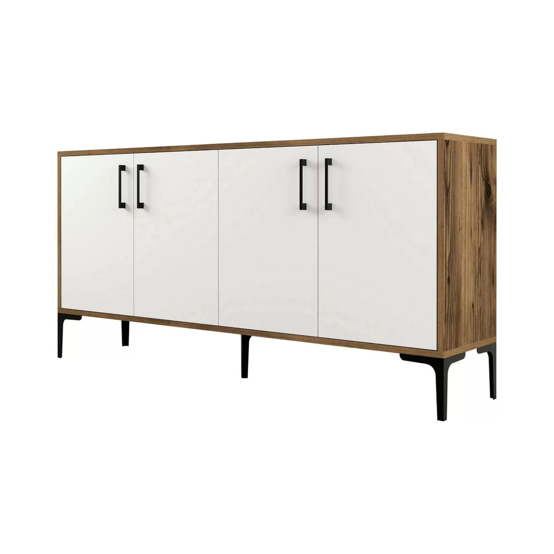 Dmora Credenze<Credenza Dflamign, 160x35h78 cm, Noce e Bianco
