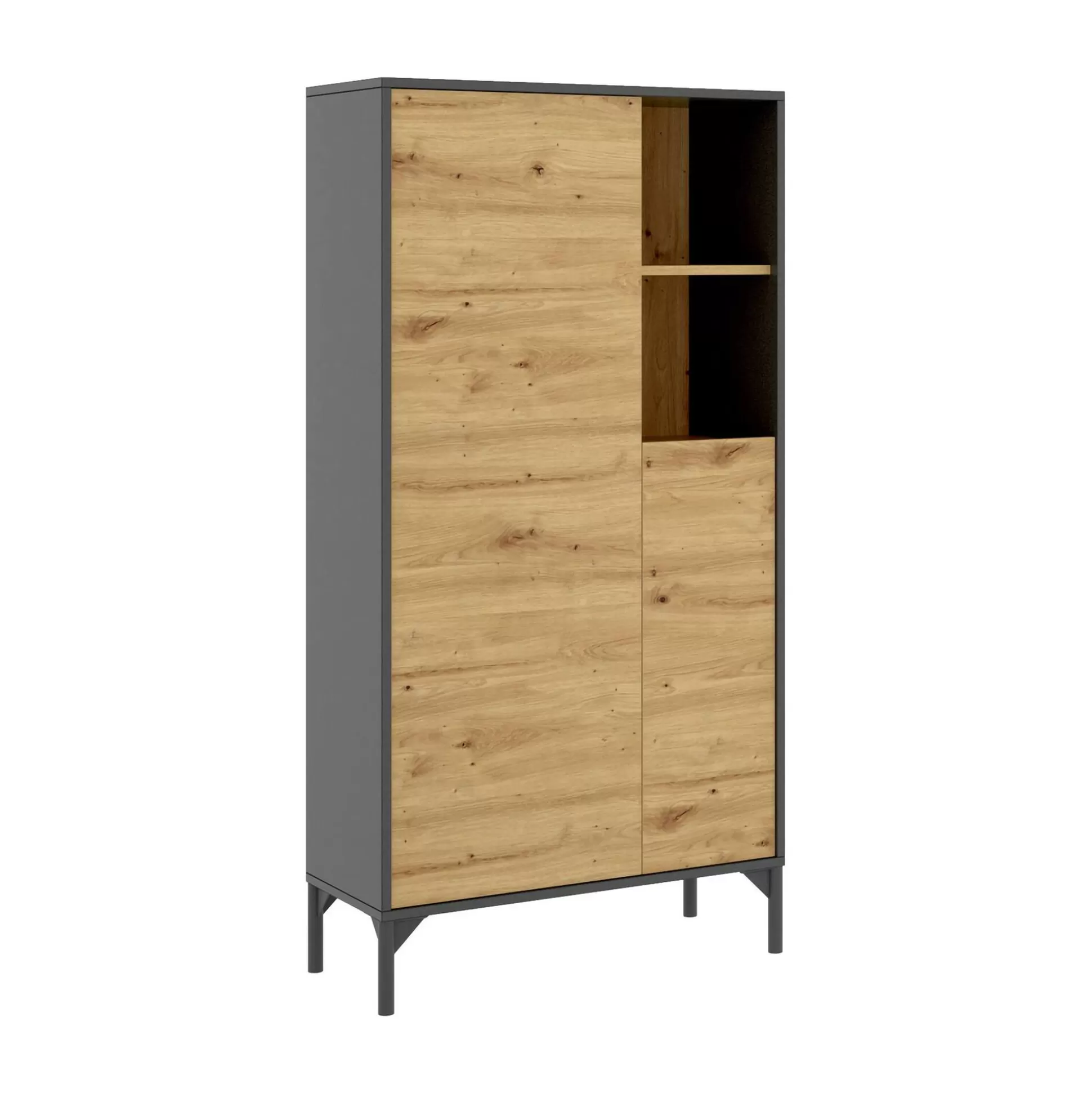 Dmora Credenze<Credenza Dkessi, 72x34h144 cm, Rovere Nodi e Antracite