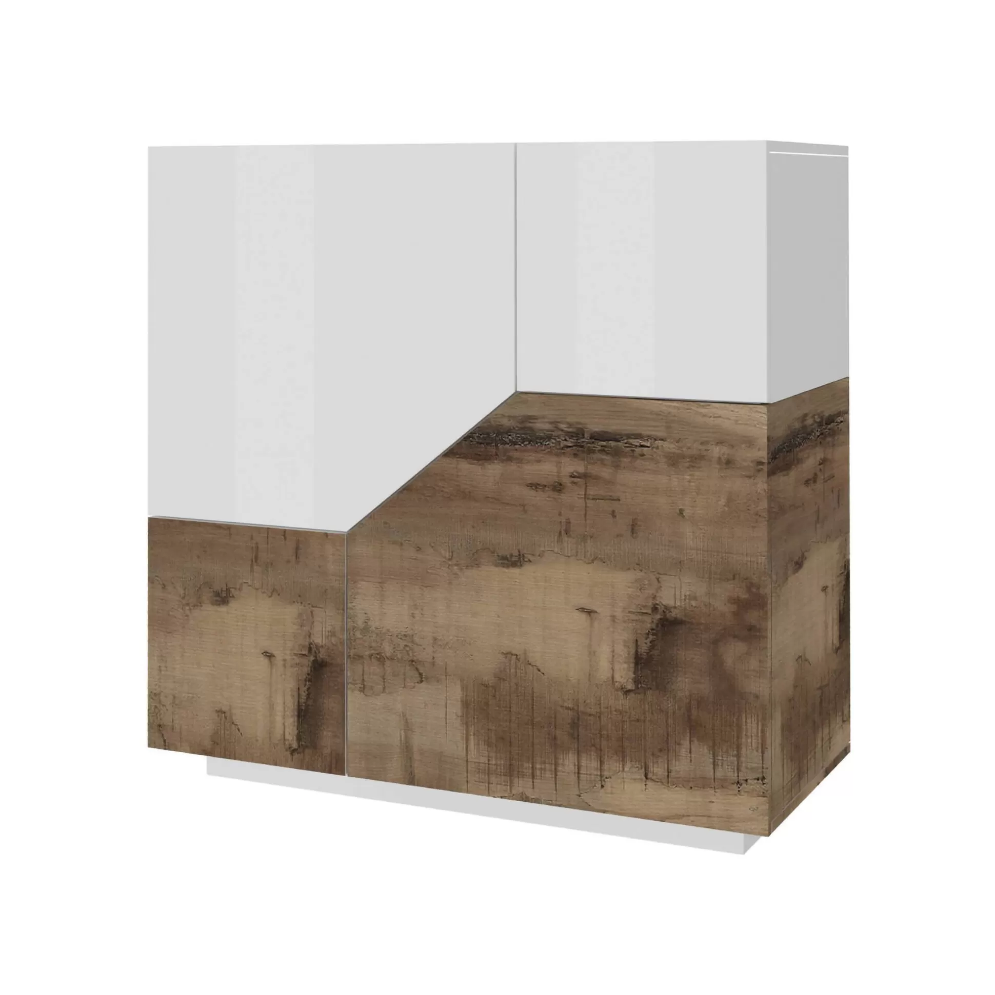 Dmora Credenze<Credenza Dkoud, cm 100x43h106, Bianco lucido e Acero