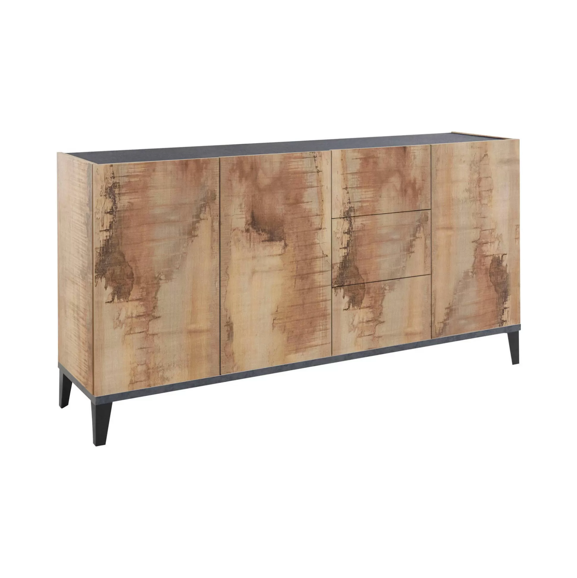 Dmora Credenze<Credenza Dlong, cm 160x40h82, Ardesia e Acero