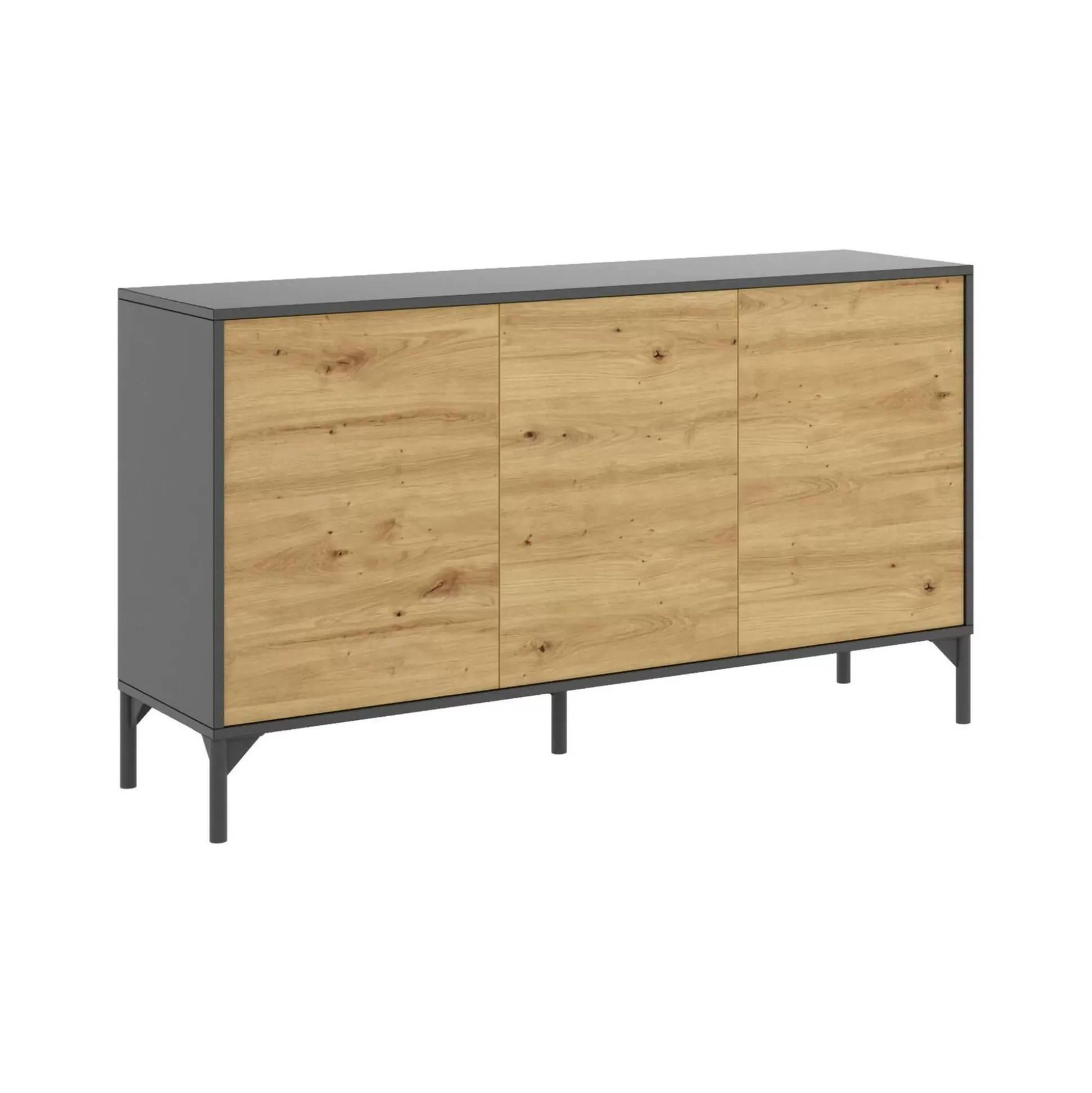 Dmora Credenze<Credenza Dlookma, 133x39h73 cm, Rovere Nodi e Antracite