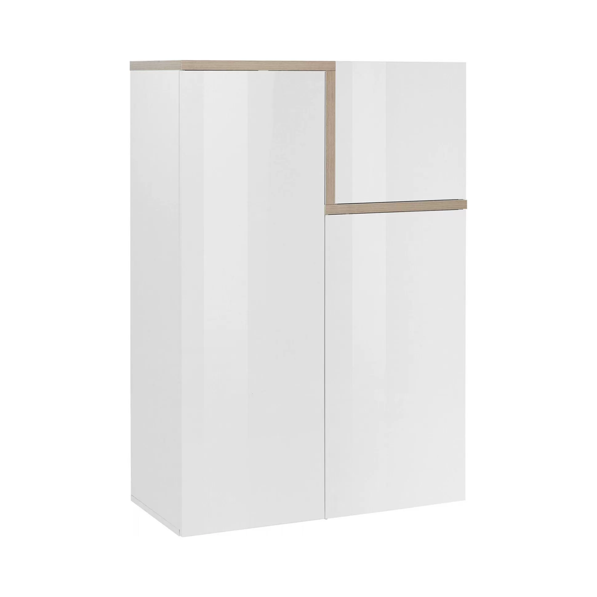 Dmora Credenze<Credenza Dmasi, cm 80x40h126, Bianco lucido e Acero