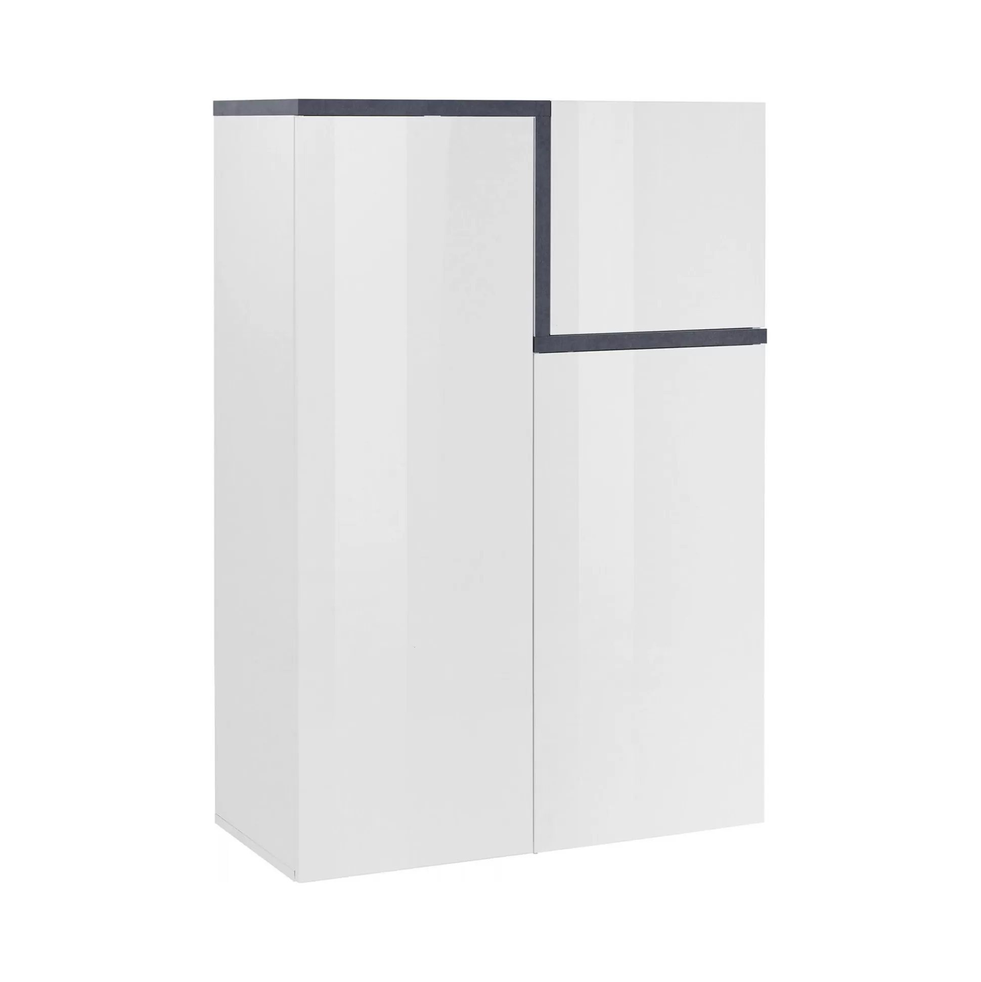 Dmora Credenze<Credenza Dmasi, cm 80x40h126, Bianco lucido e Ardesia
