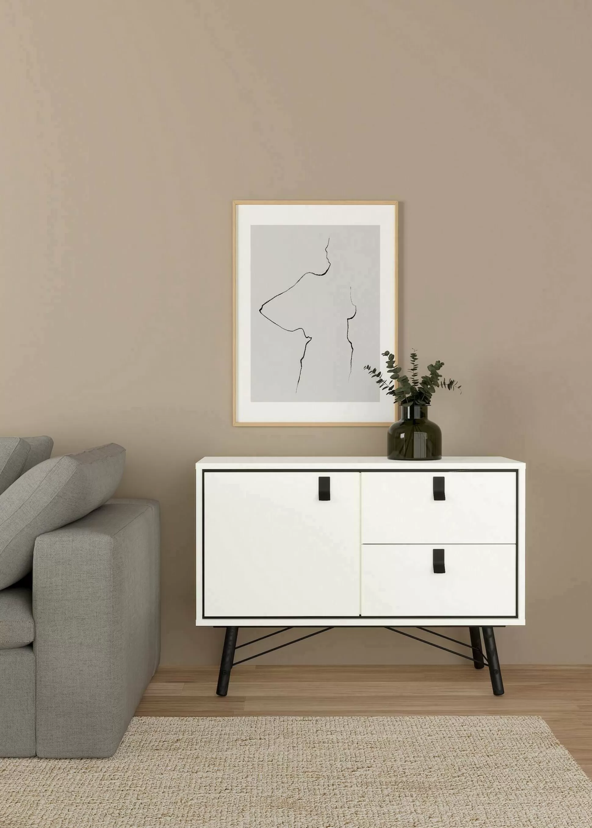 Dmora Credenze<Credenza Dsalvad, 40x102 h72 cm, Bianco e Nero