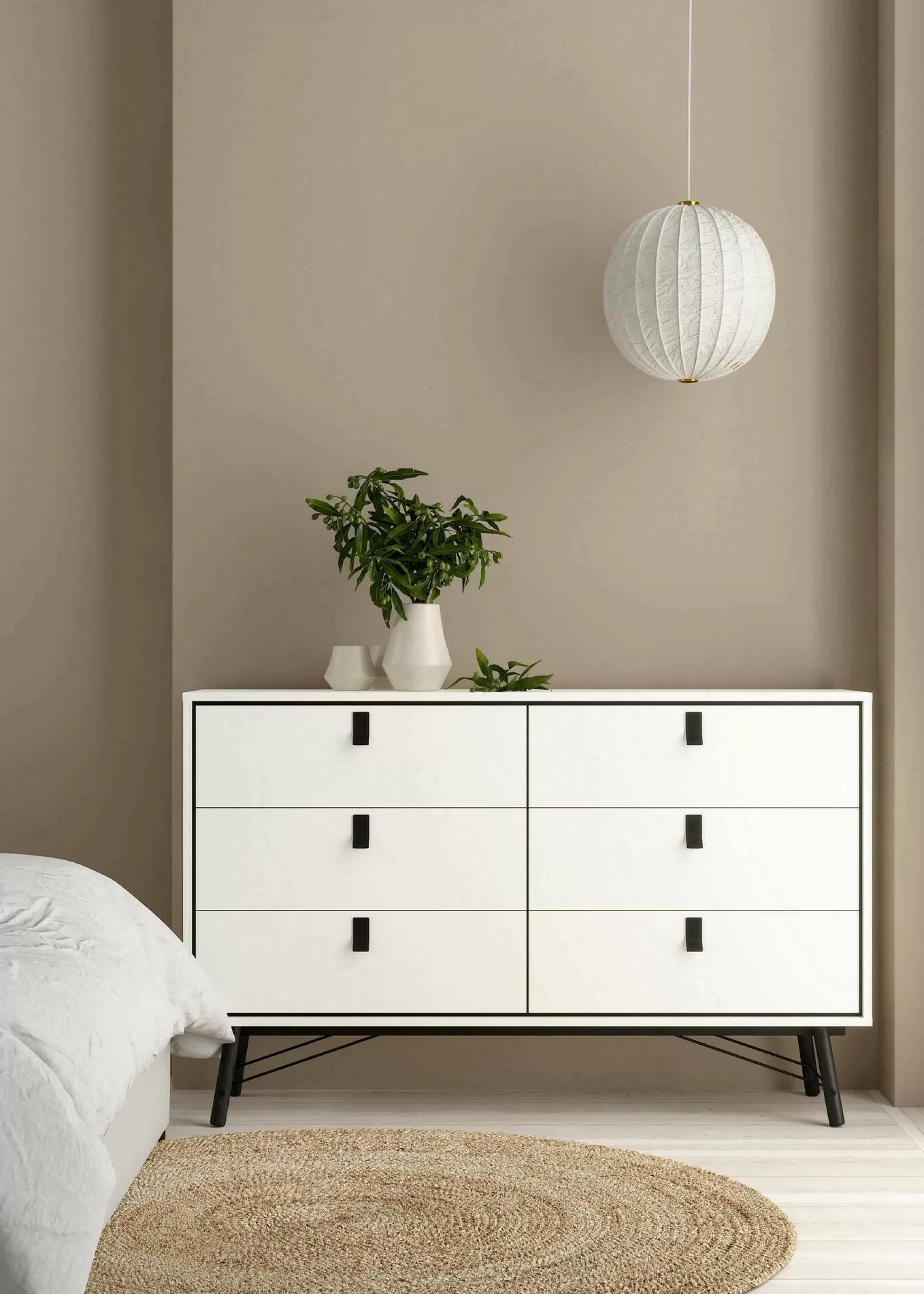 Dmora Credenze<Credenza Dsalvett, 40x150 h95 cm, Bianco e Nero
